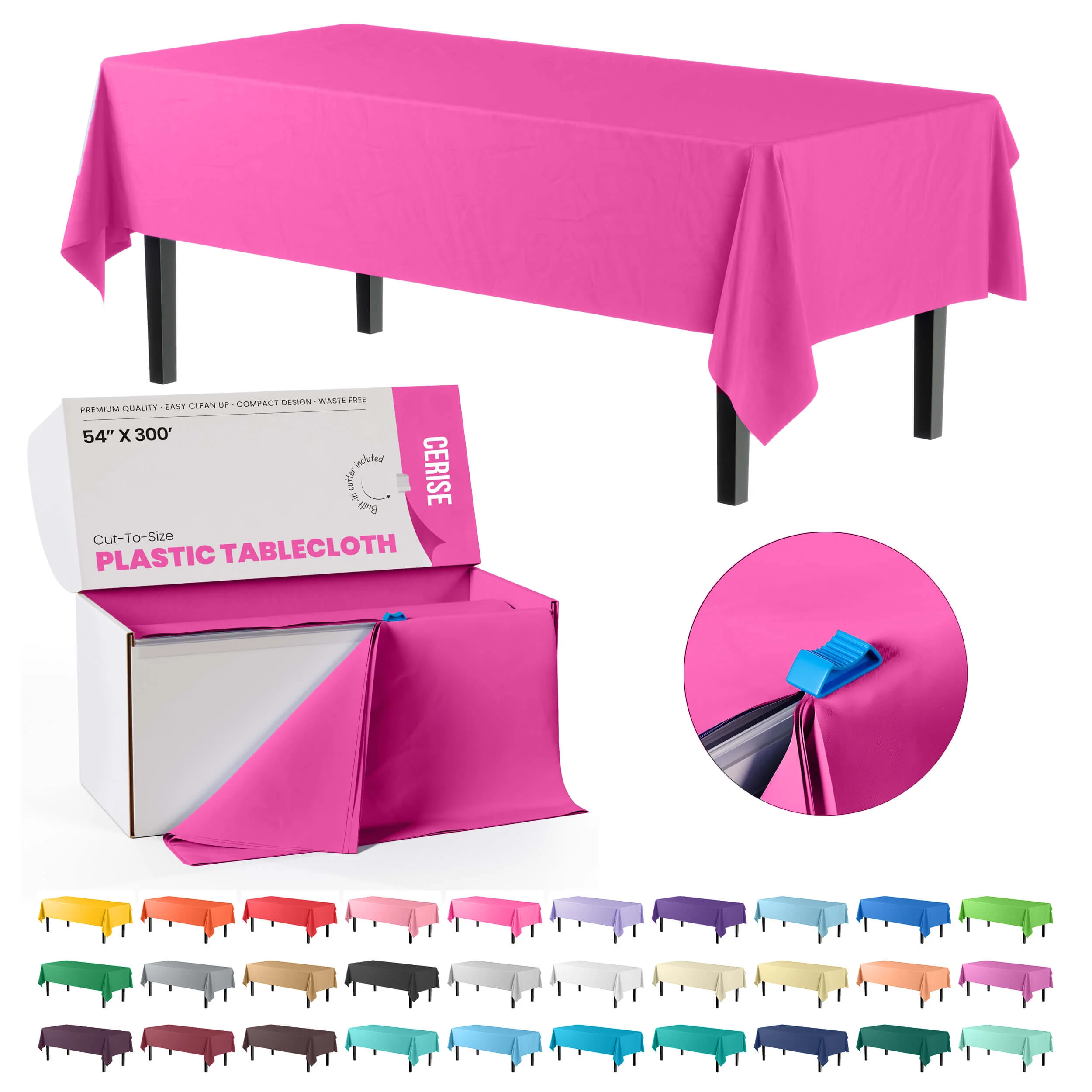 54 In. x 300 Ft. Cut To Size Table Roll | Hot Pink
