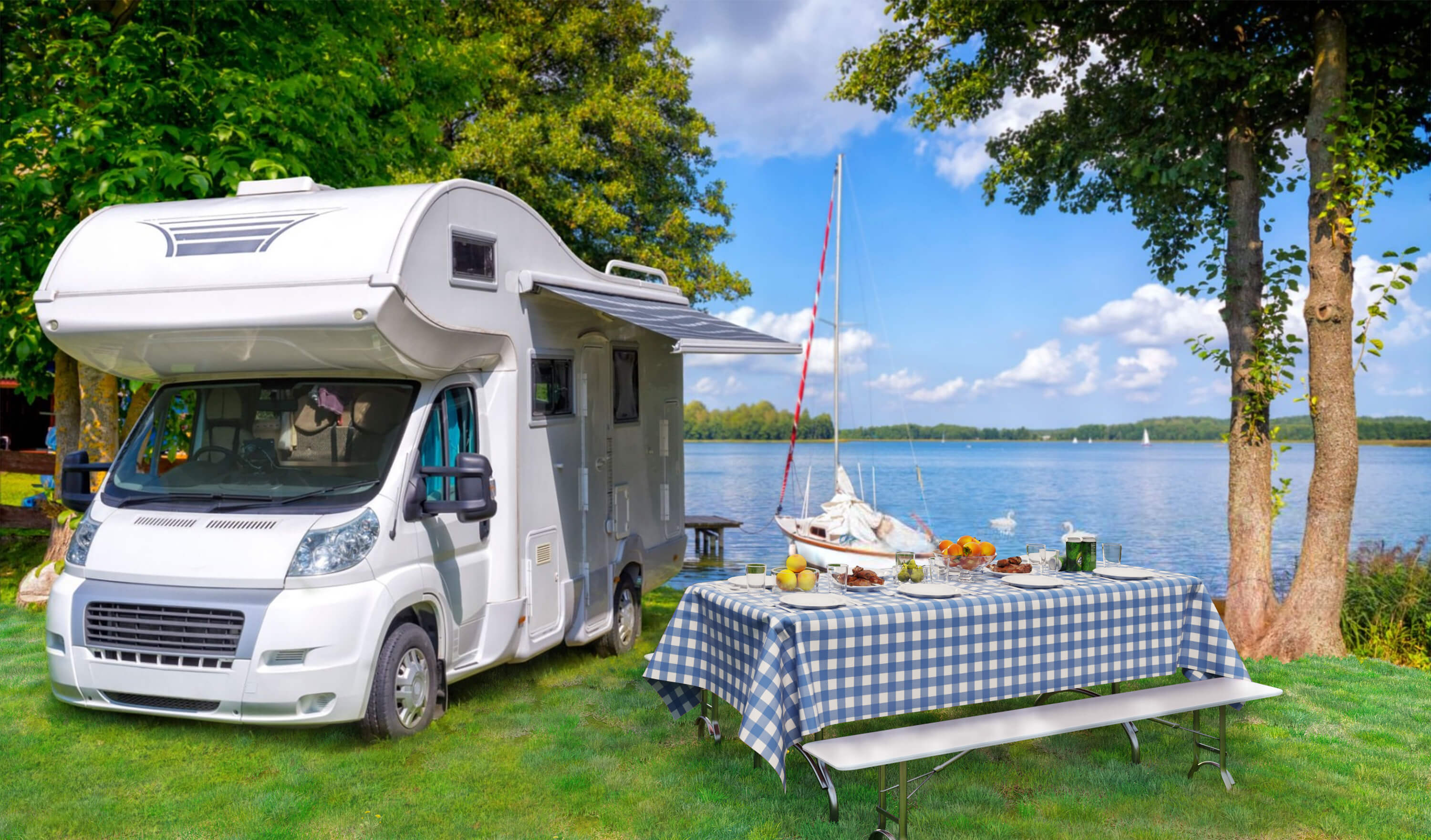 Dark Blue Gingham Plastic Table Cover