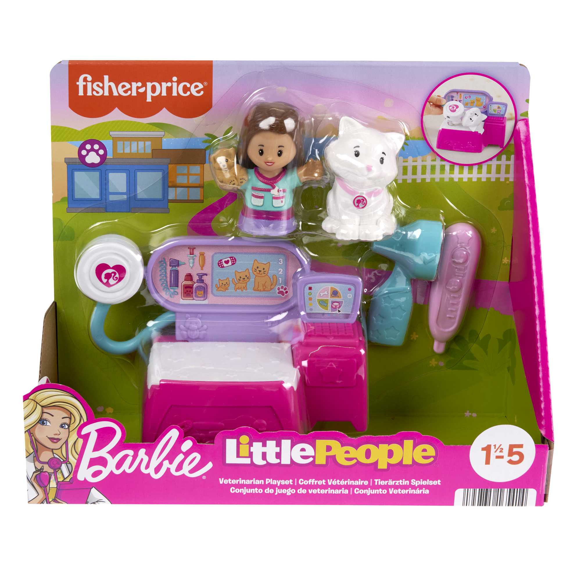 Fisher-Price Little People Barbie Veterinarian Playset For Toddlers And Preschool Kids, 5 Pieces