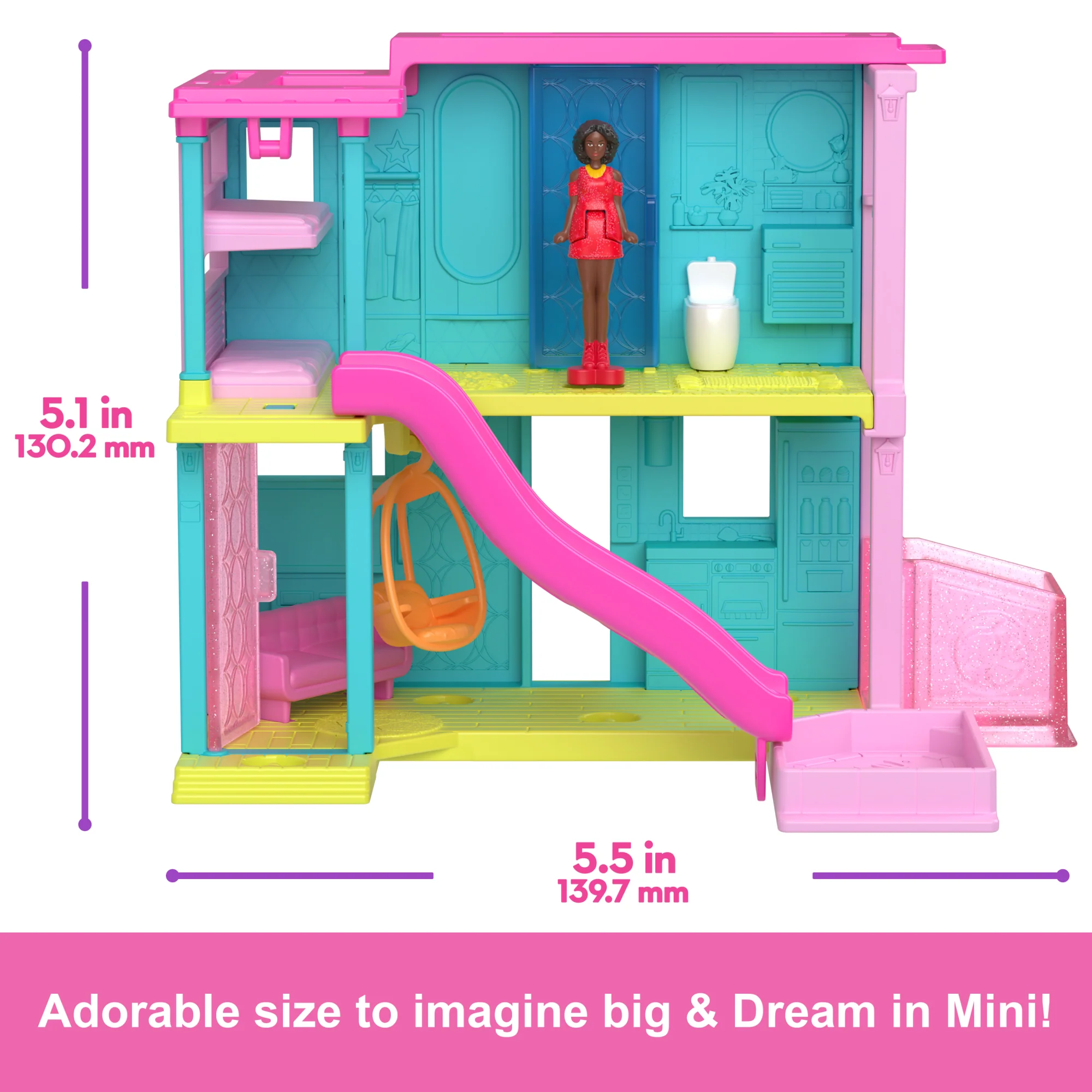 Barbie Mini Barbieland Doll House Playsets With 1.5-inch Doll, Furniture & Accessories