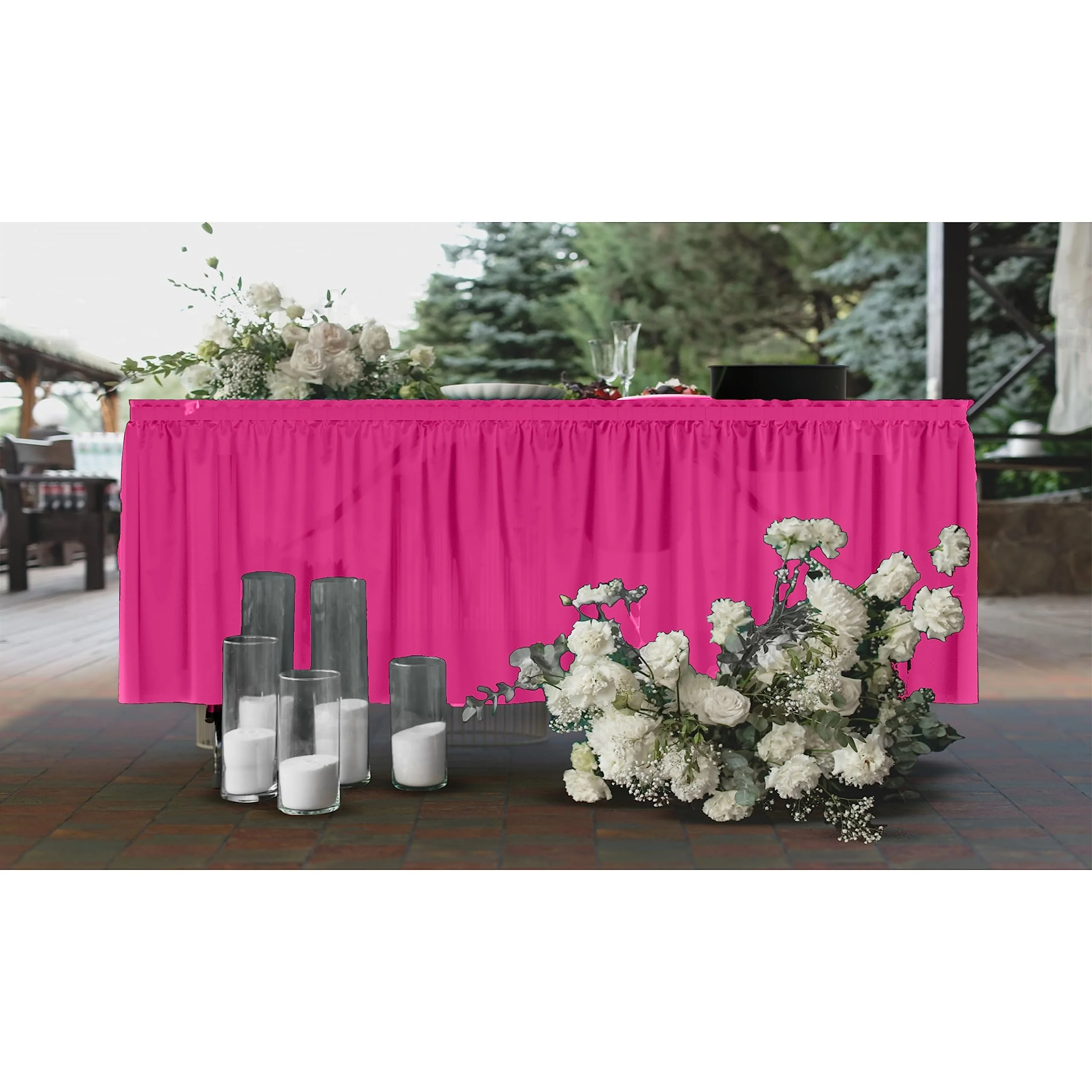 Hot Pink Plastic Table Skirt