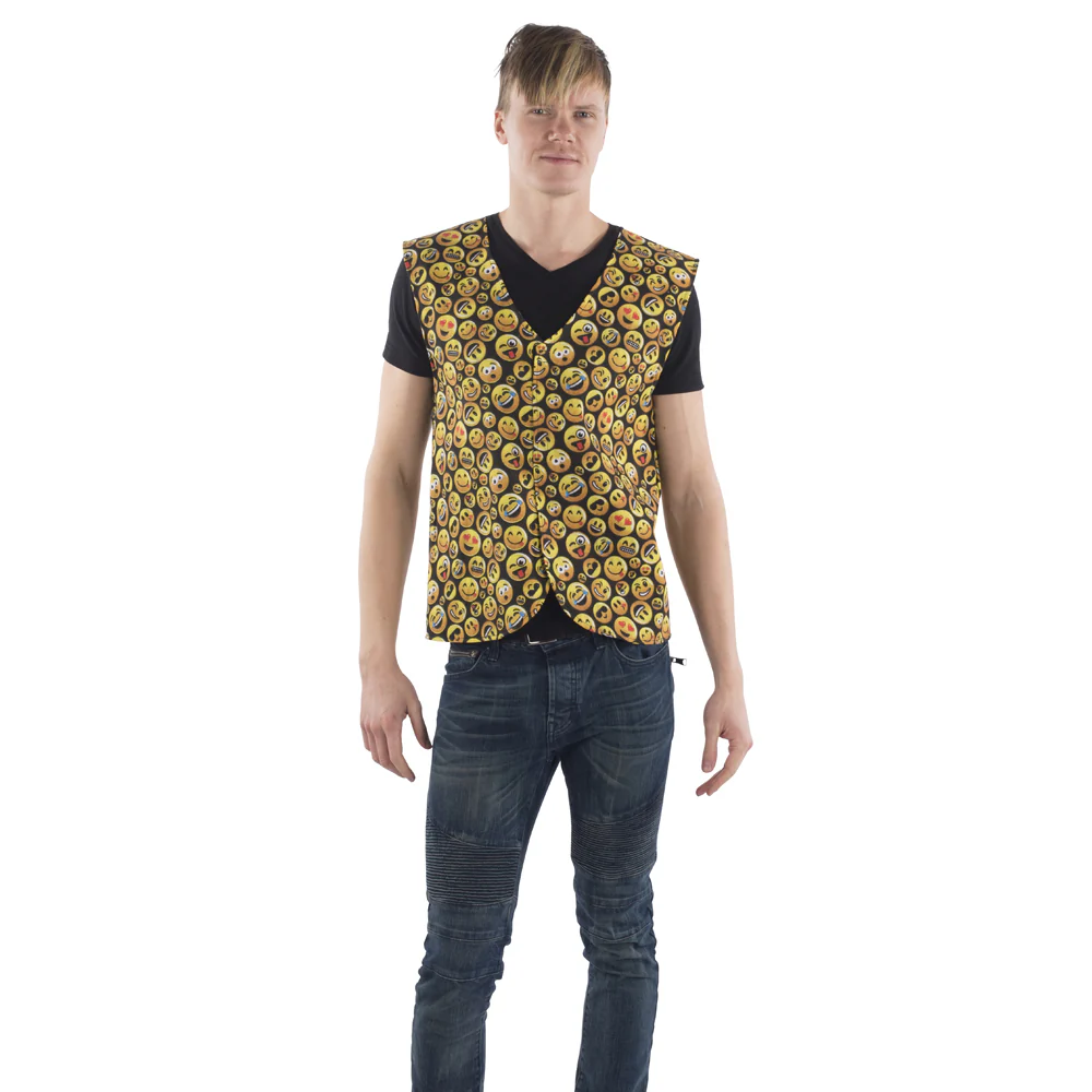 Emoji Printed Party Vest for Adults