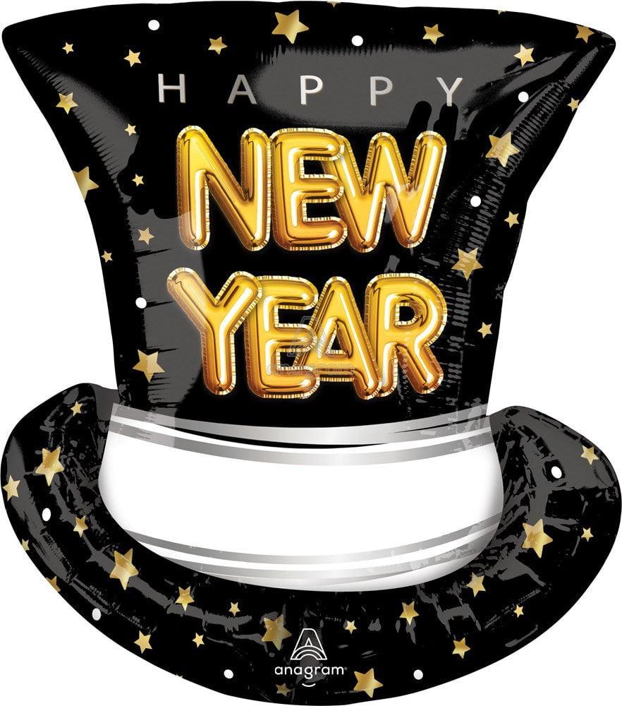 Anagram New Years Pop Clink Cheers Top Hat 24in Foil Balloon FLAT