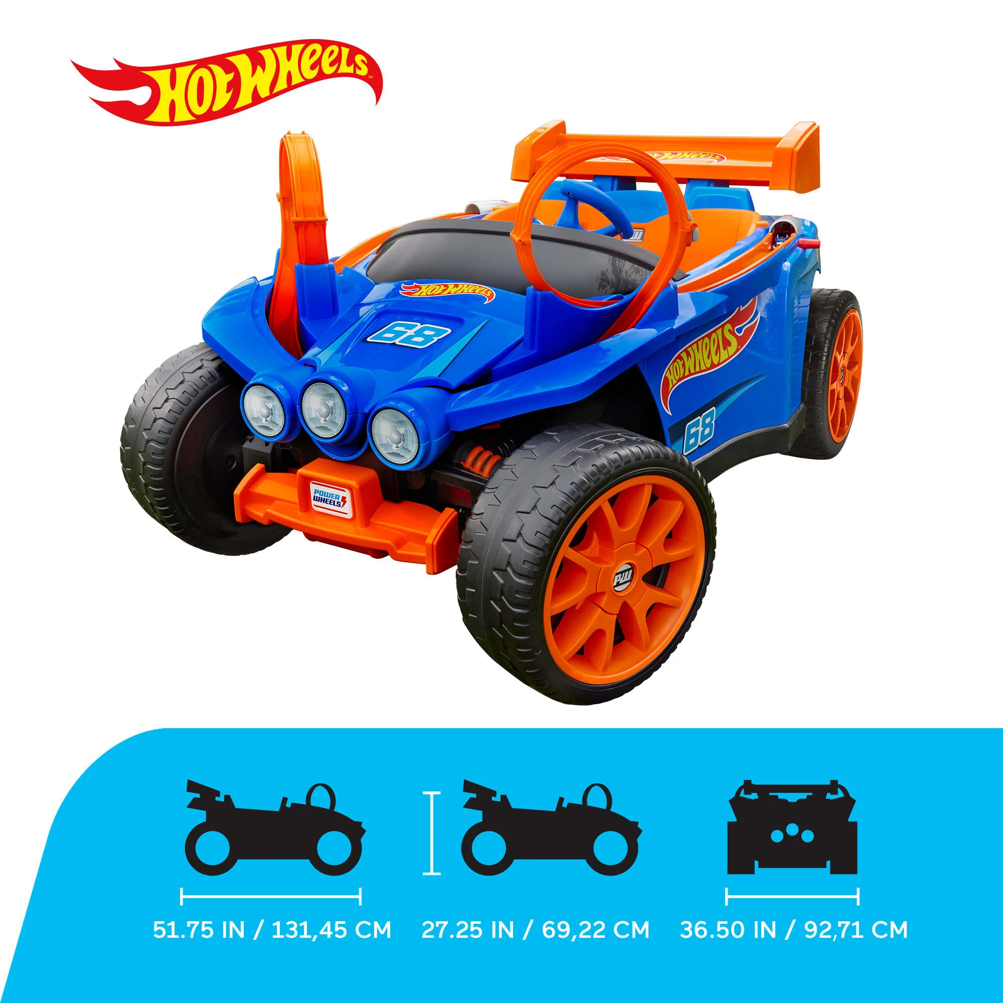 Power Wheels Hot Wheels Racer Ride-On With Toy Car Track Set For Preschool Kids Ages 3+ Years