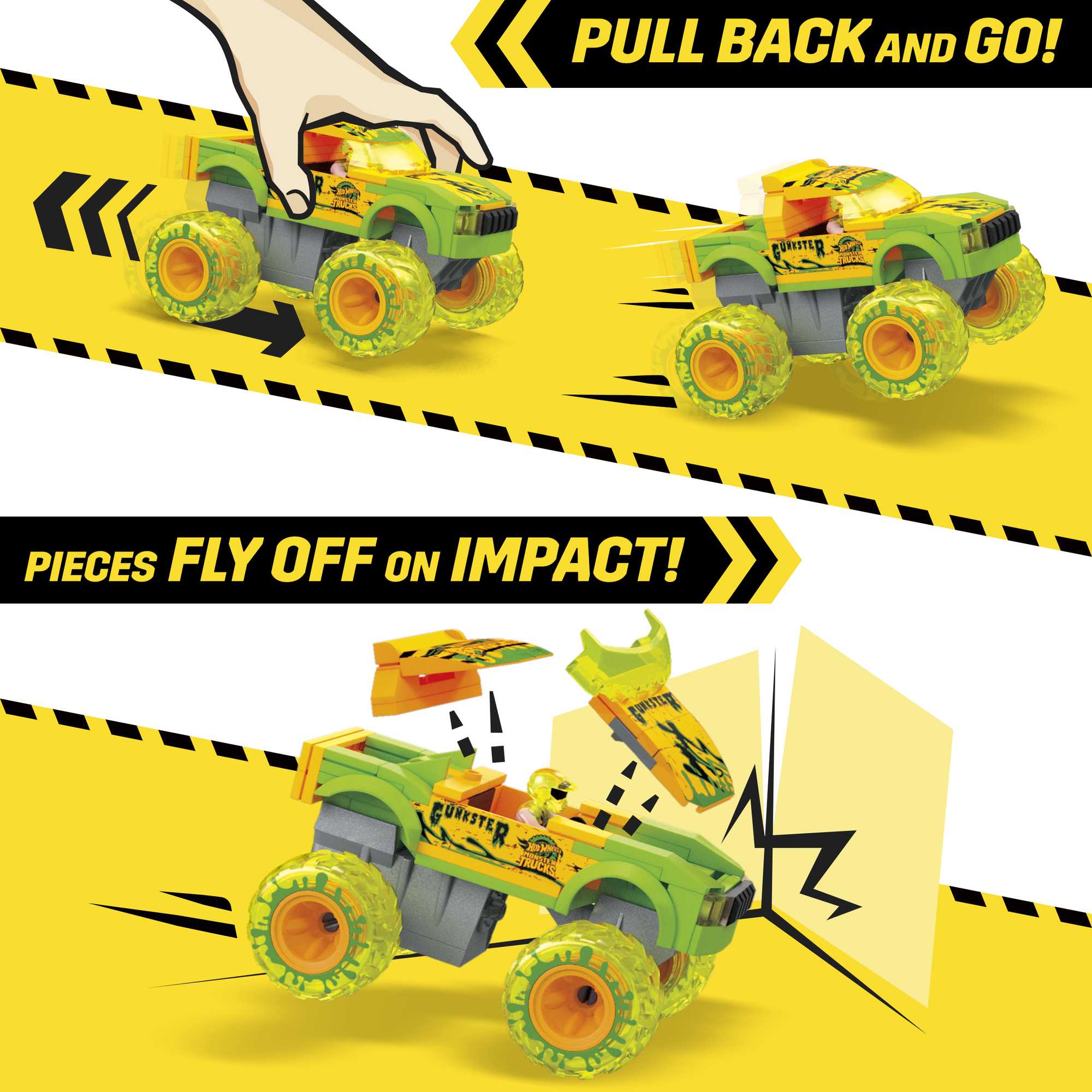 MEGA Hot Wheels Smash & Crash Gunkster Monster Truck Building Toy With 1 Figure (84 Pieces)