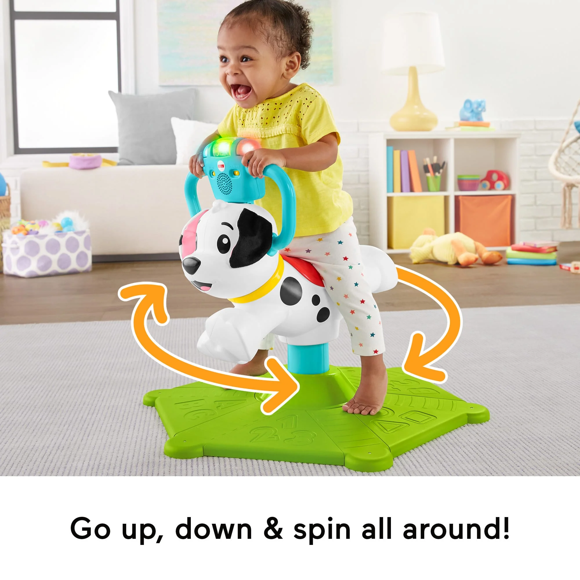Fisher-Price Bounce And Spin Puppy, Stationary Musical Ride-On Toy