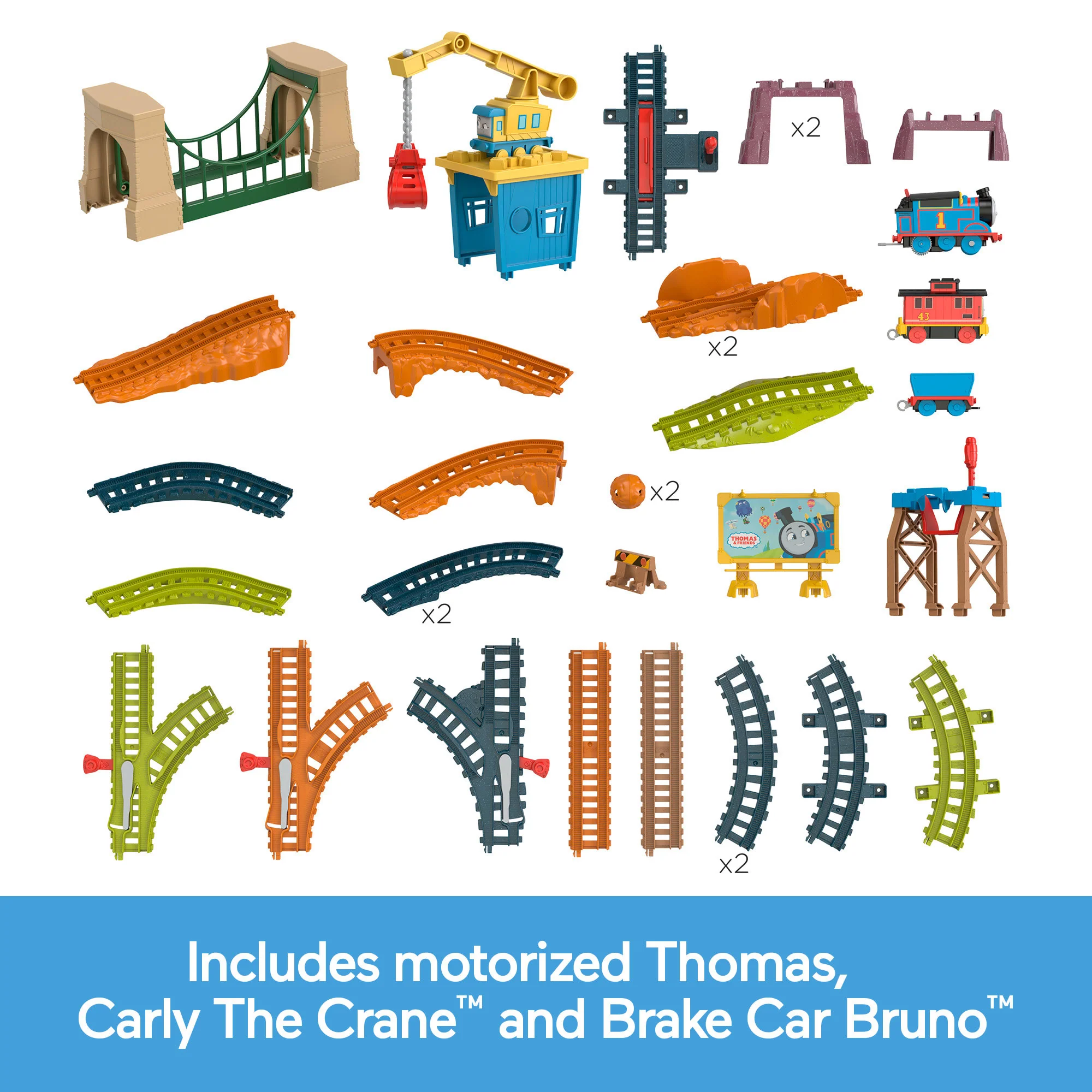 Thomas & Friends Adventures With Thomas & Brake Car Bruno Motorized Toy Train & Track Set For Kids