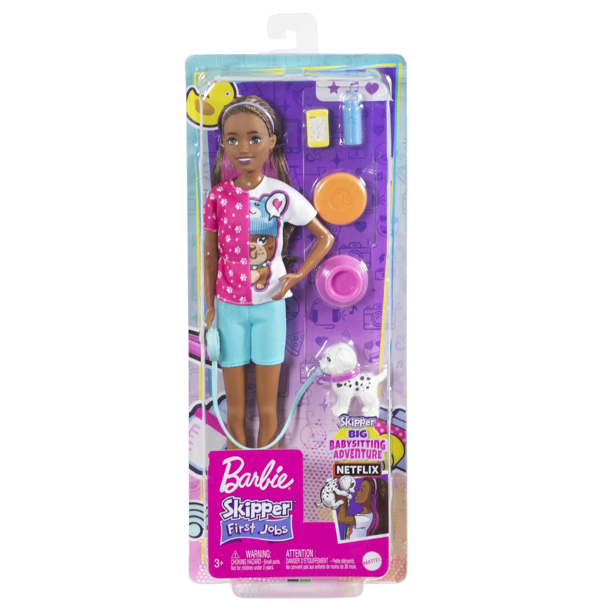 Barbie Toys, Skipper Doll And Dog Walker Set With Puppy And Accessories, First Jobs