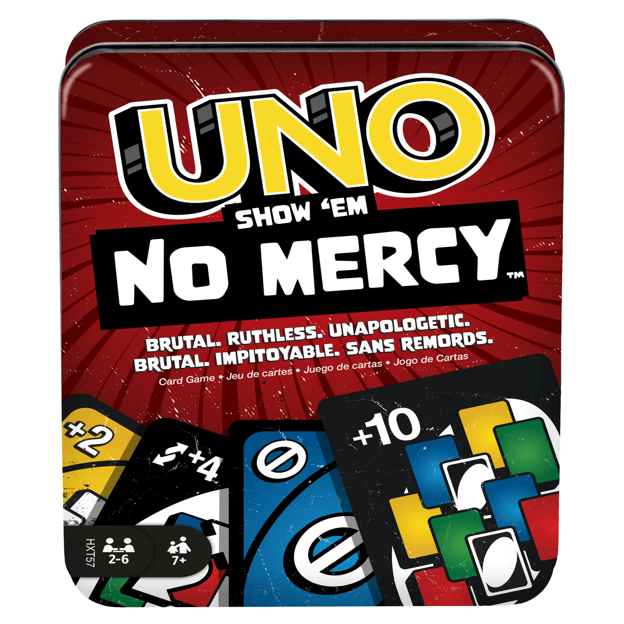 UNO Show ��Em No Mercy Card Game in Storage & Travel Tin For Kids, Adults & Family Nights & Parties