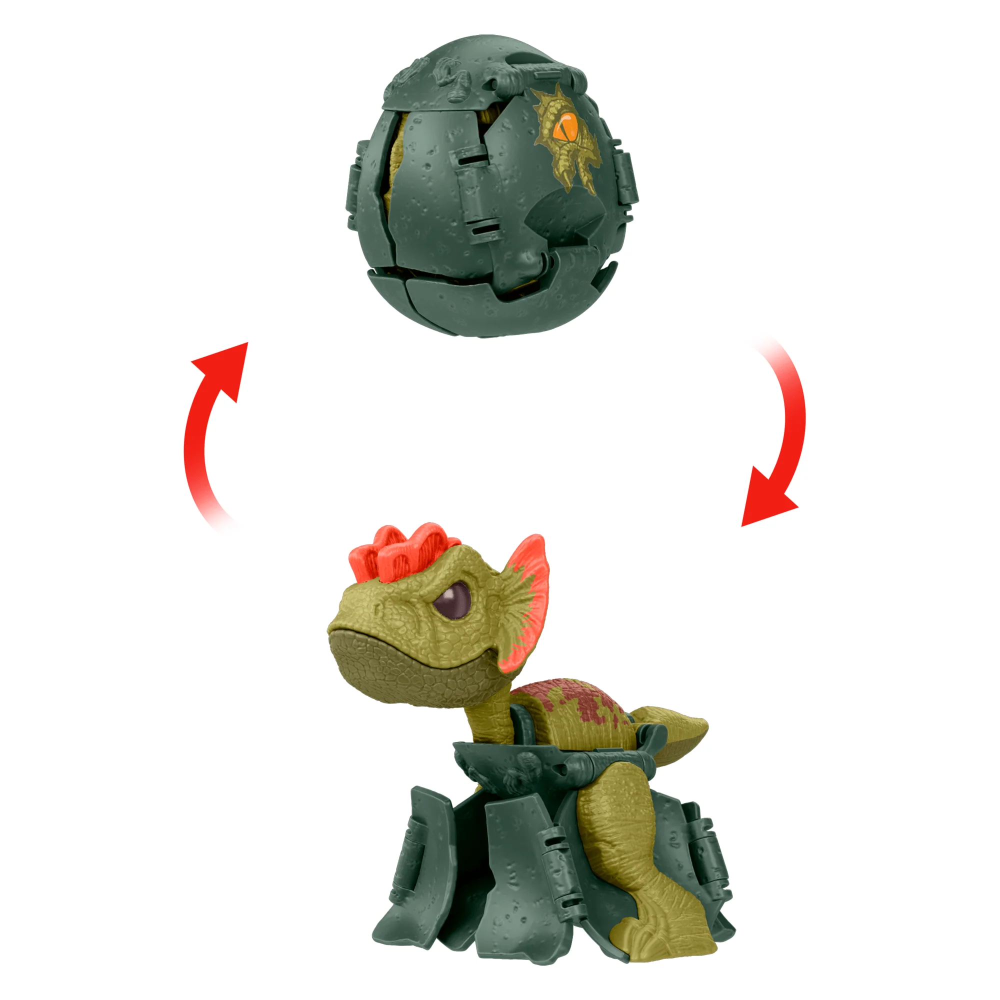 Jurassic World Egg To Dilophosaurus Transforming Toy, Hidden Hatchers With Color Adapter