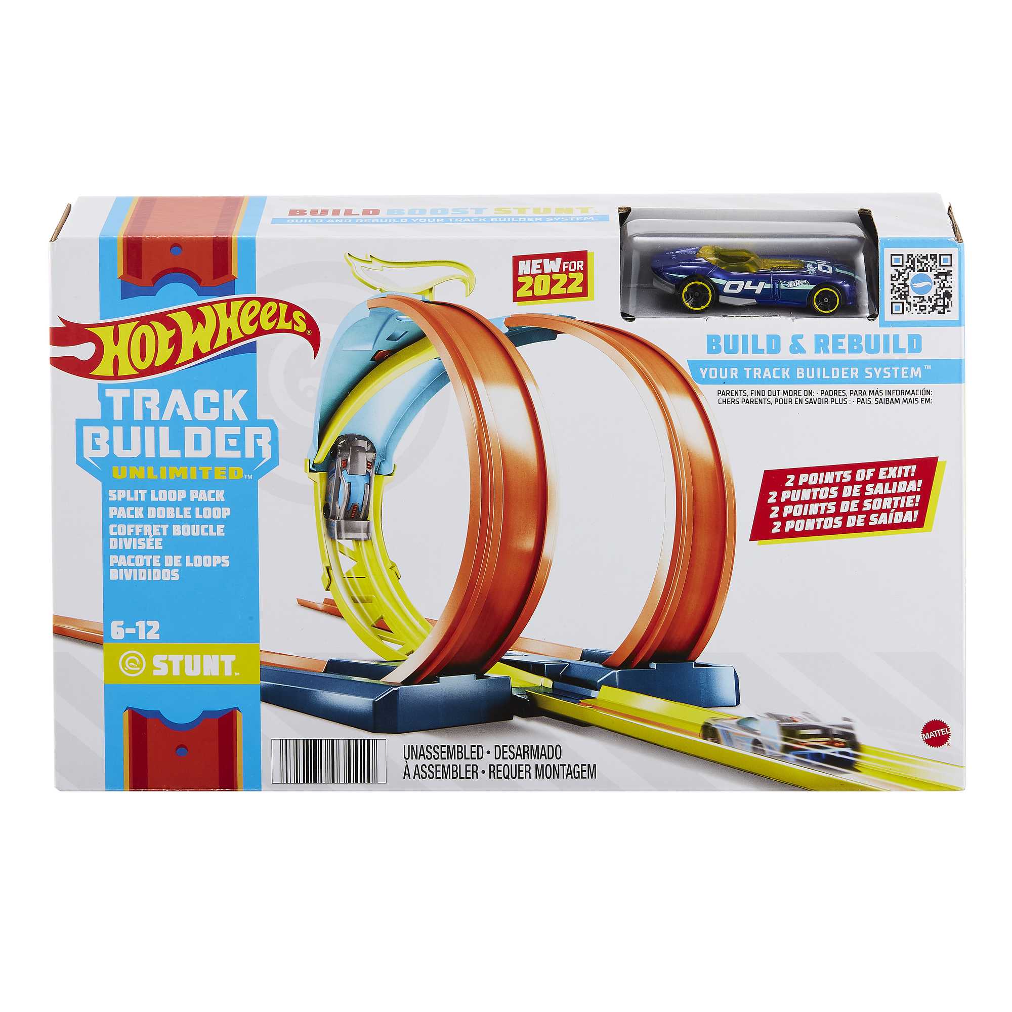 Hot Wheels Track Builder Unlimited Split Loop Pack, With 1 Car, Gift For Kids 6 To 12 Years Old