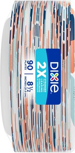 Dixie Medium Paper Plates, 8.5 Inch, 90 Count, 2X Stronger*, Microwave-Safe, Soak-Proof, Cut Resistant, Disposable Plates For Everyday Breakfast, Lunch, & Dinner Meals