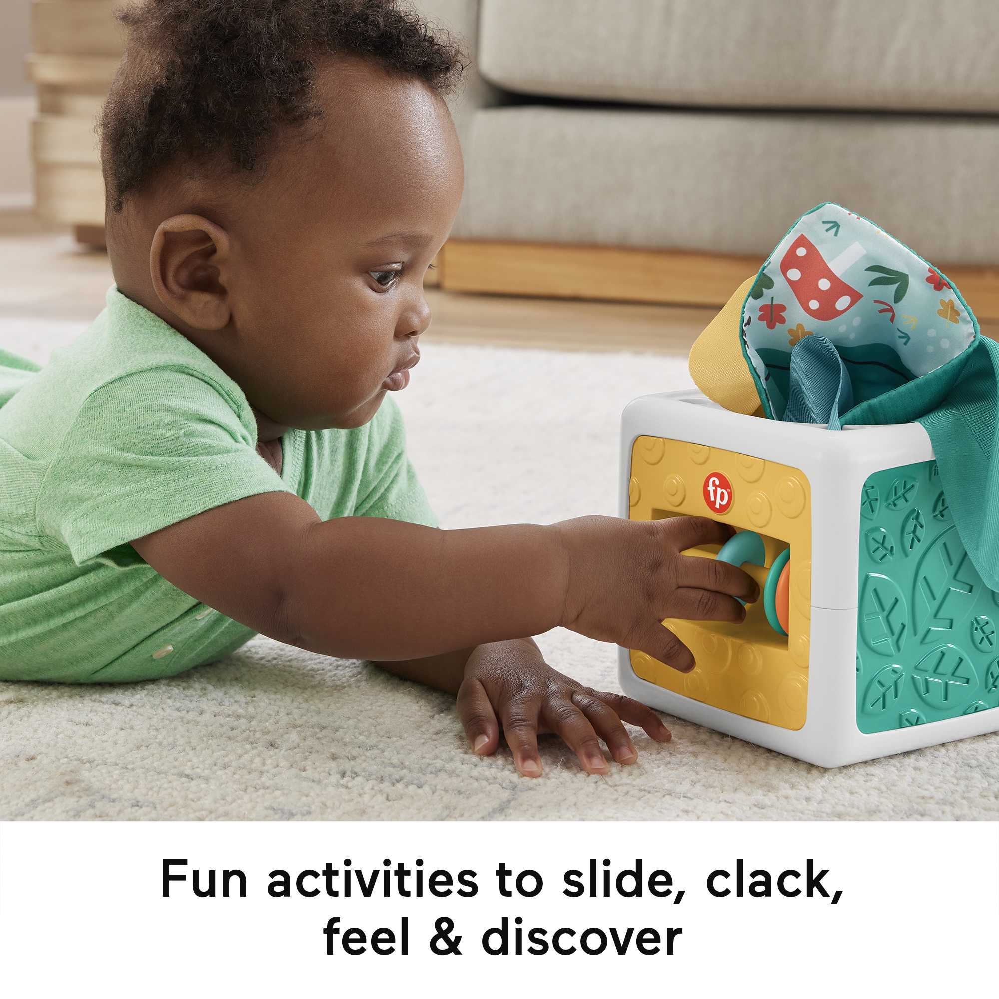 Fisher Price Tissue Fun Activity Cube Baby Sensory Crinkle Toys For Newborns