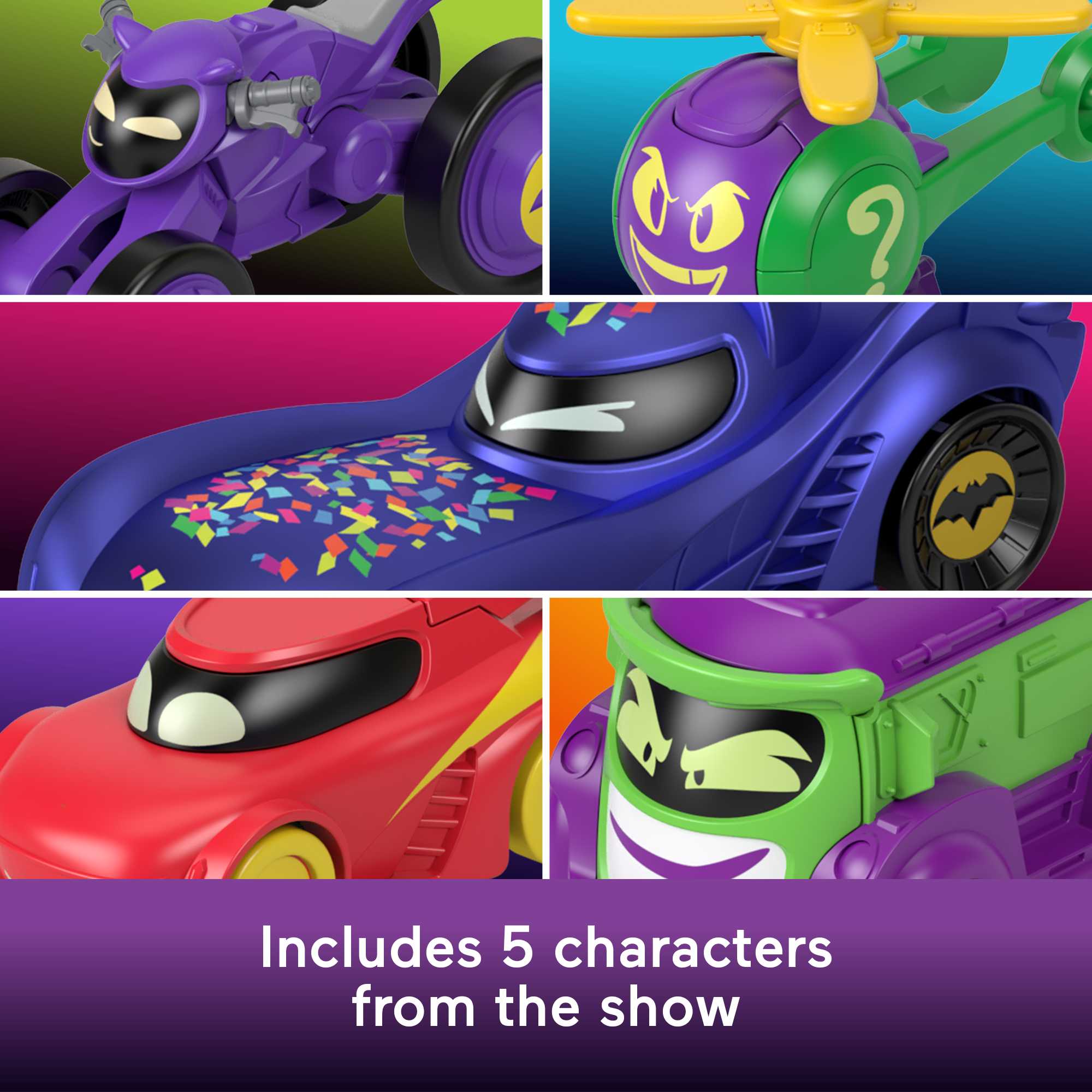 Fisher-Price DC Batwheels 1:55 Scale Vehicle Multipack, Batcast Metal Diecast Cars, 5 Pieces