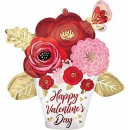 Anagram Valentine's Day Satin Painted Flowers 37in Foil Balloon FLAT