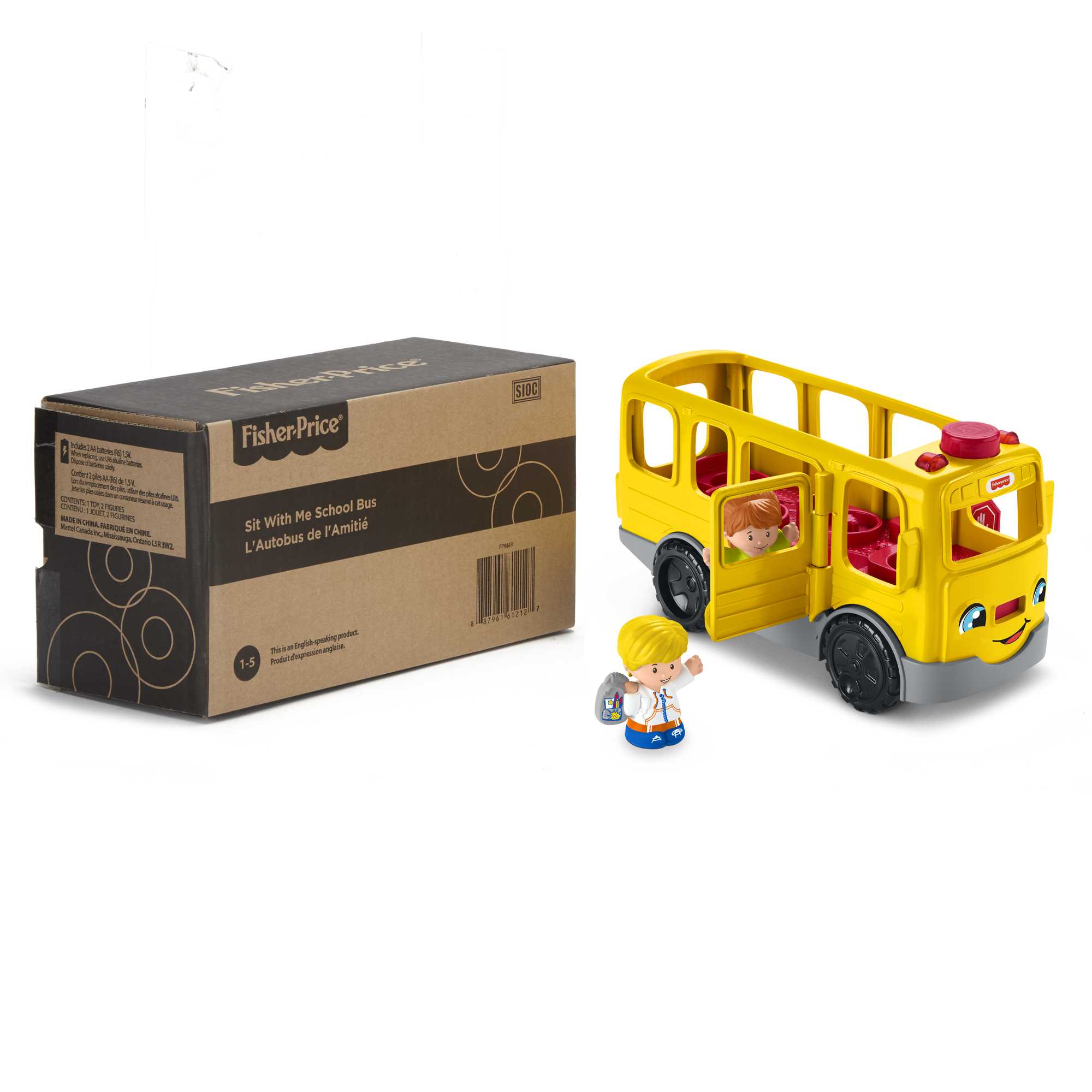 Fisher-Price Little People School Bus Toy With Lights And Sounds, 2 Figures, Toddler Toy, Ffp