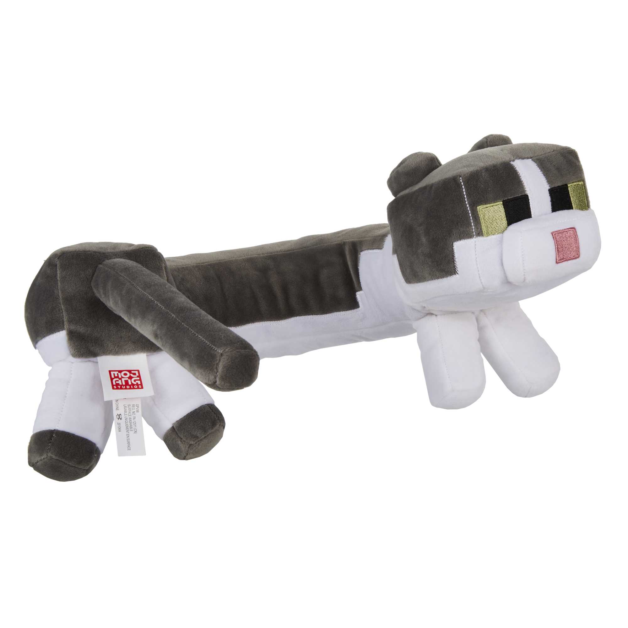 Minecraft Plush Cat Neck Pillow, Purring Sounds, Press Paw To Activate, Soft Travel Toy