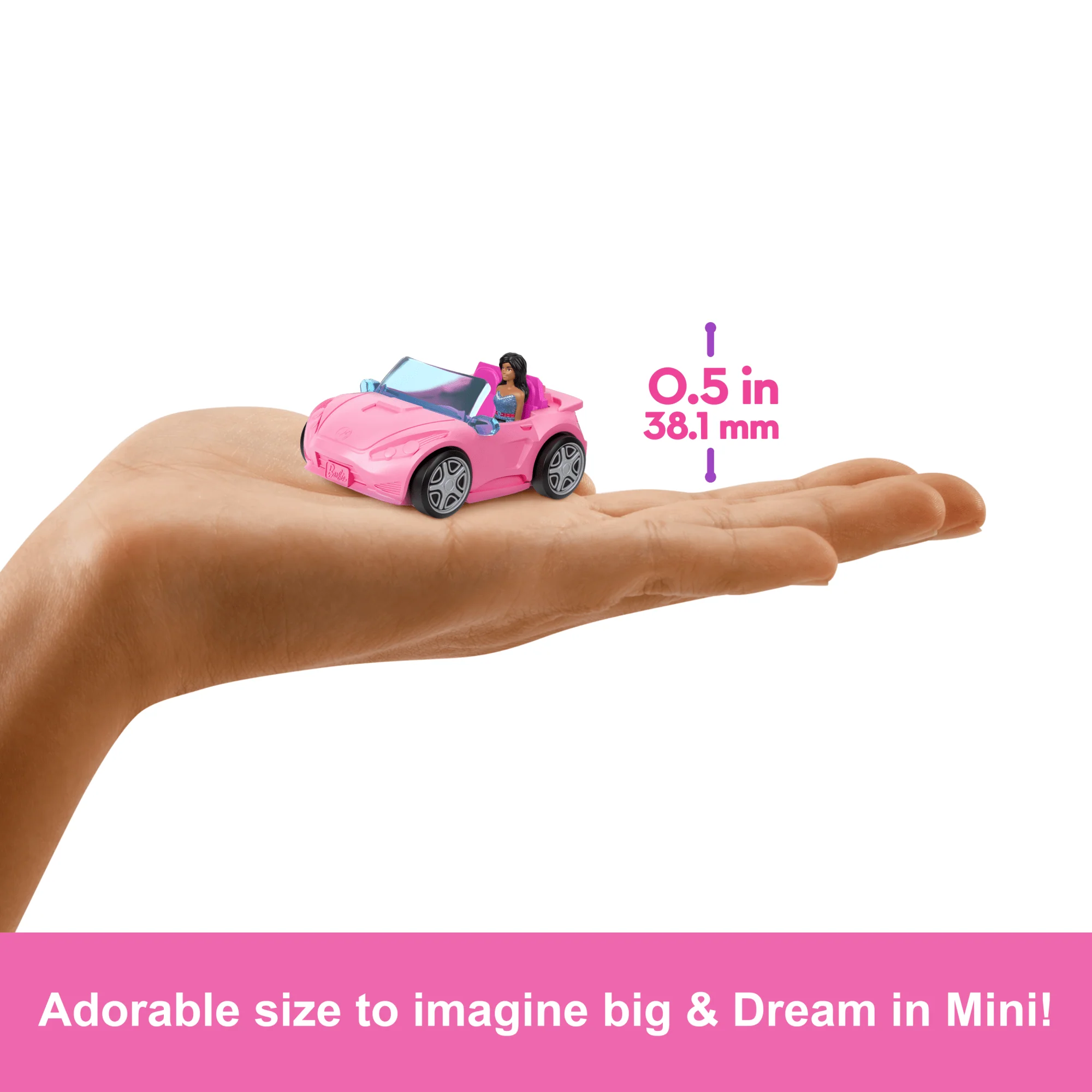 Barbie Mini Barbieland Doll & Vehicle Set With 1.5-inch Doll & Convertible Car With Color-Change