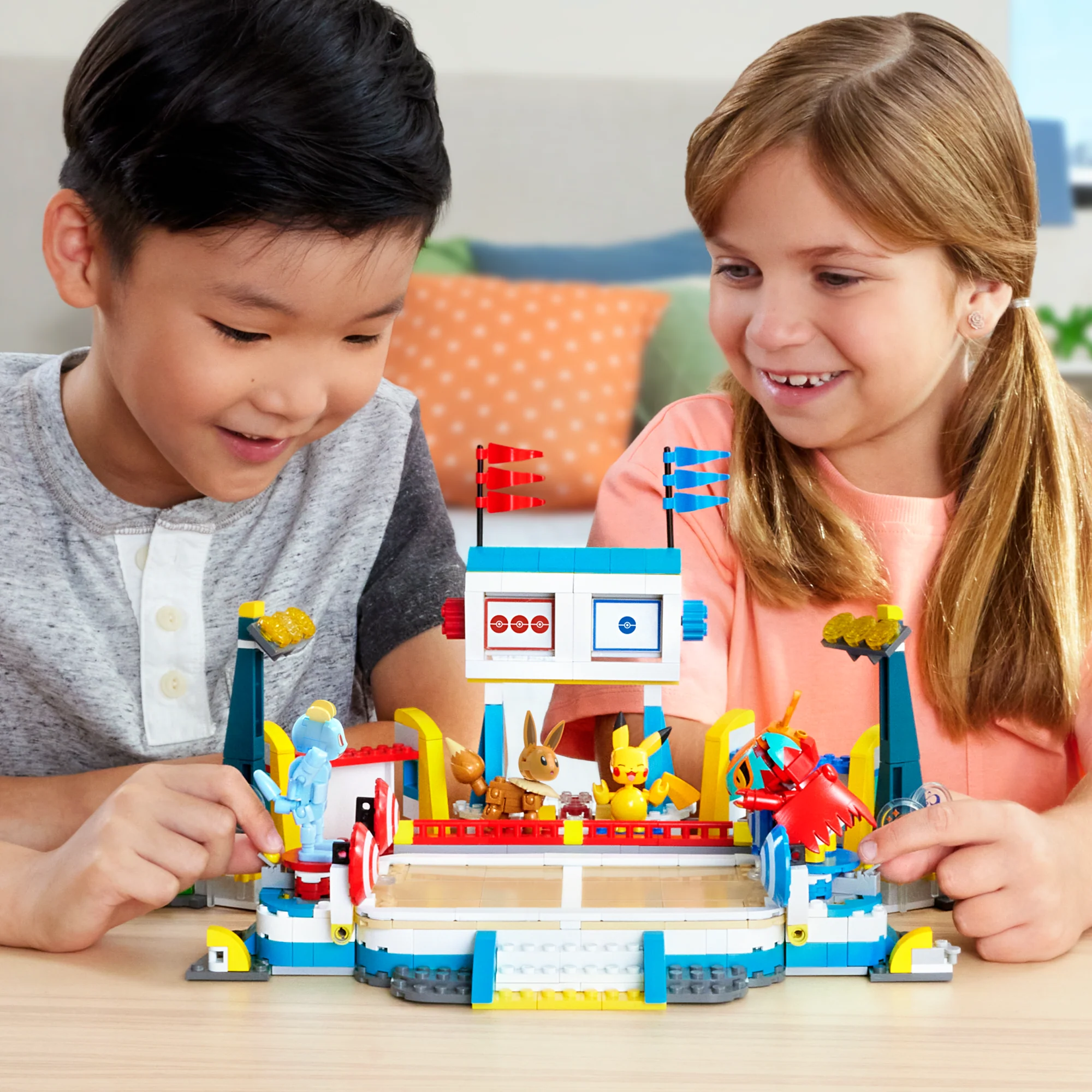 MEGA Pok��mon Traning Stadium Building Toy Kit, With 5 Action Figures (1101 Pieces) For Kids