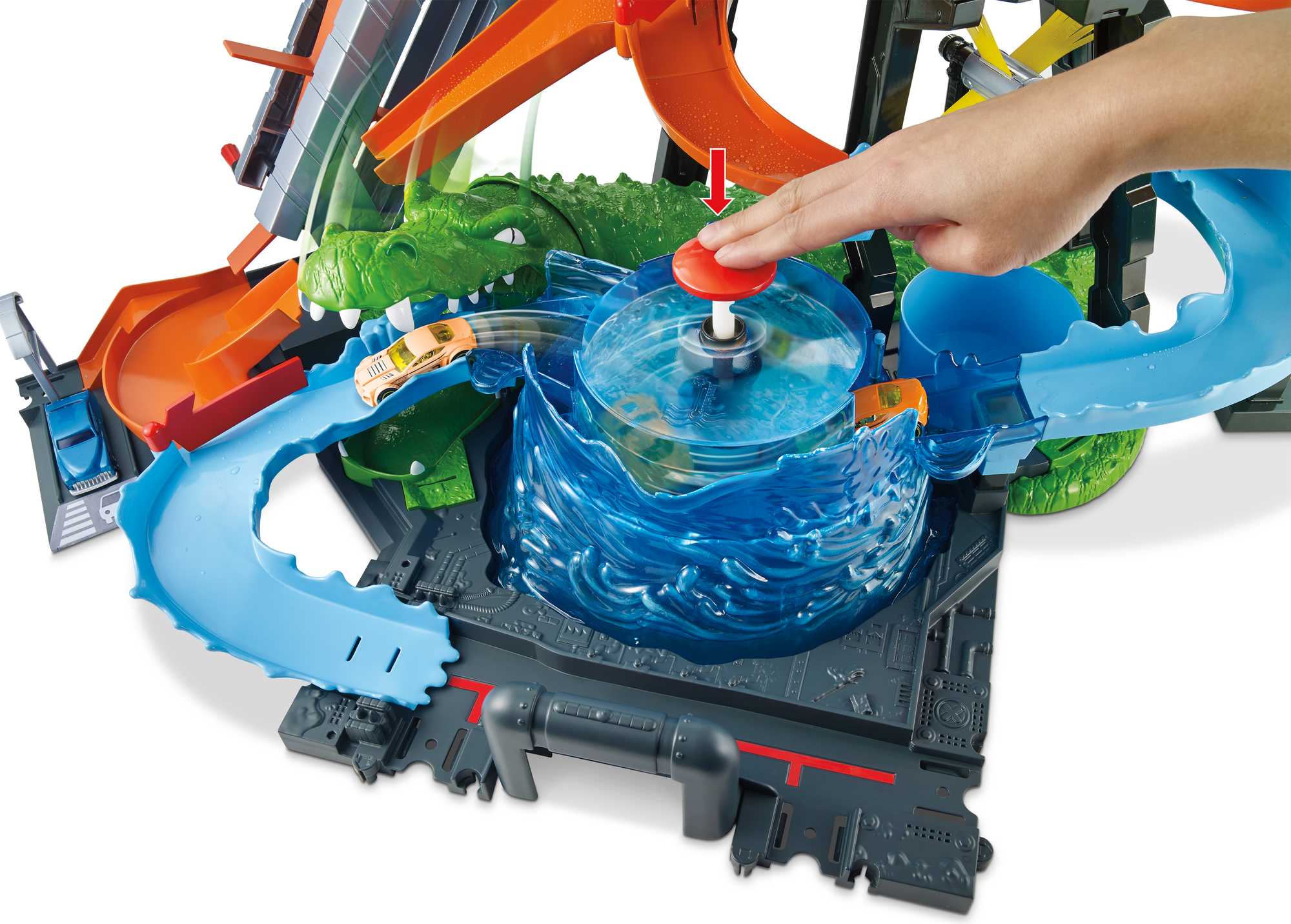 Hot Wheels Ultimate Gator Car Wash Play Set With Color Shifters Car