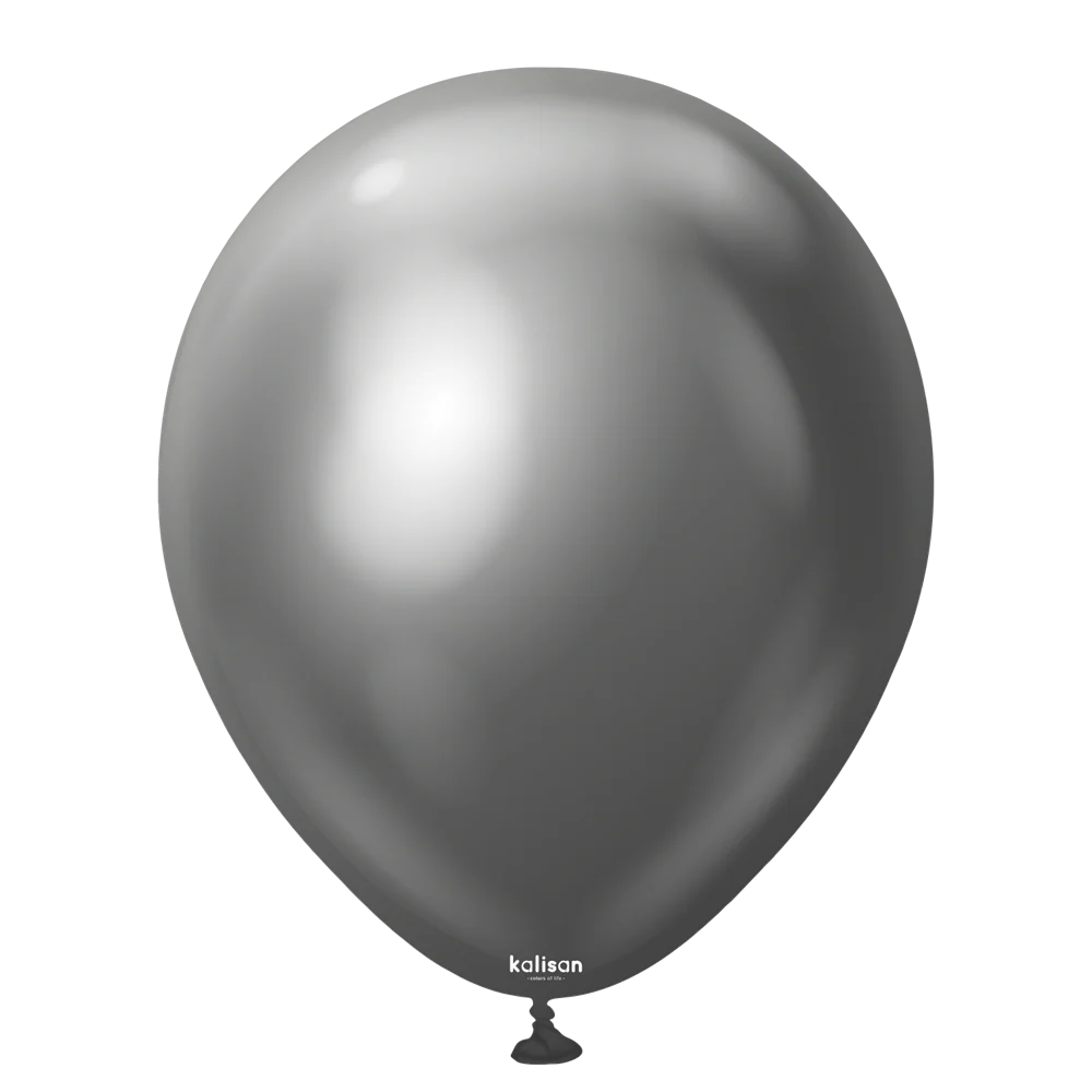 12 inch Kalisan Mirror Space Grey Latex Balloons 50ct