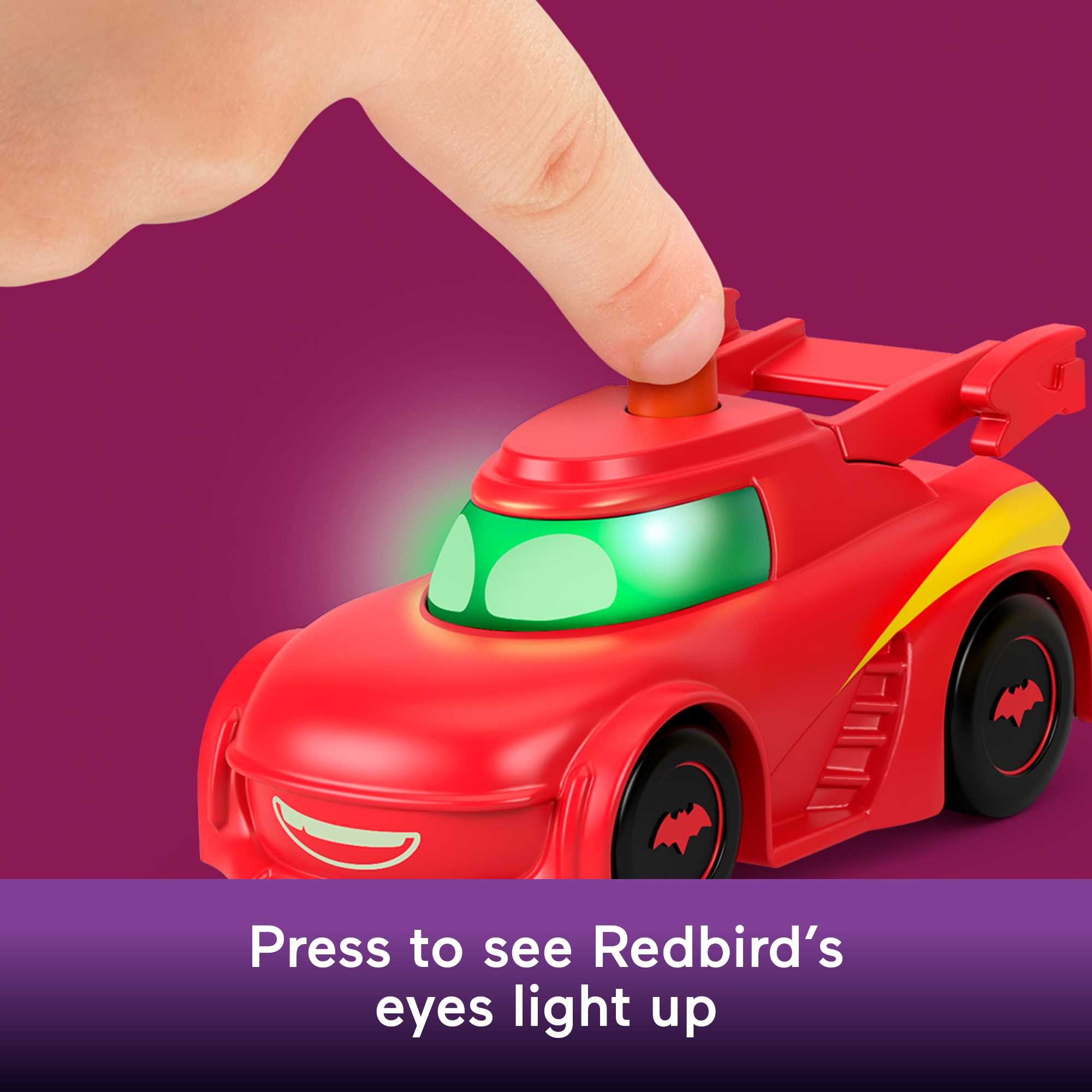 Fisher-Price DC Batwheels Light-Up 1:55 Scale Toy Cars, Redbird And Batwing, 2-Piece Preschool Toys