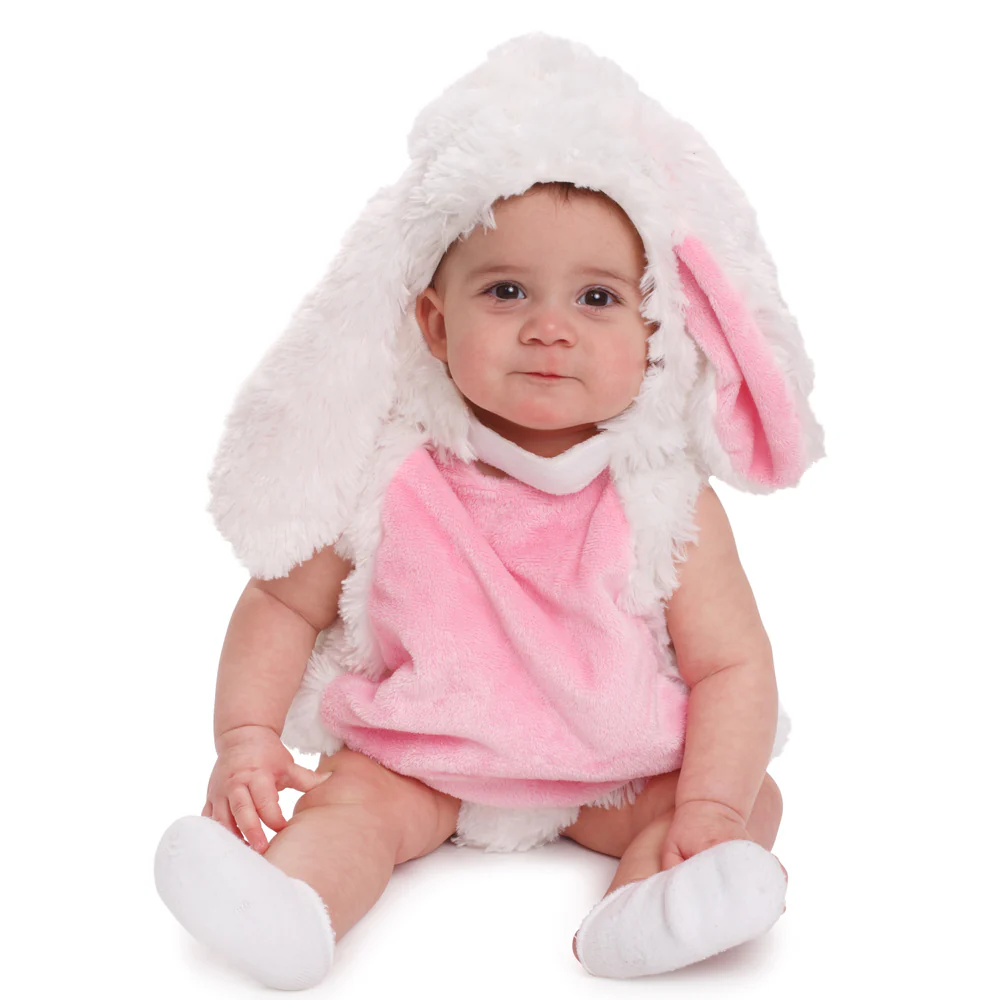 Plush Pink & White Bunny Costume