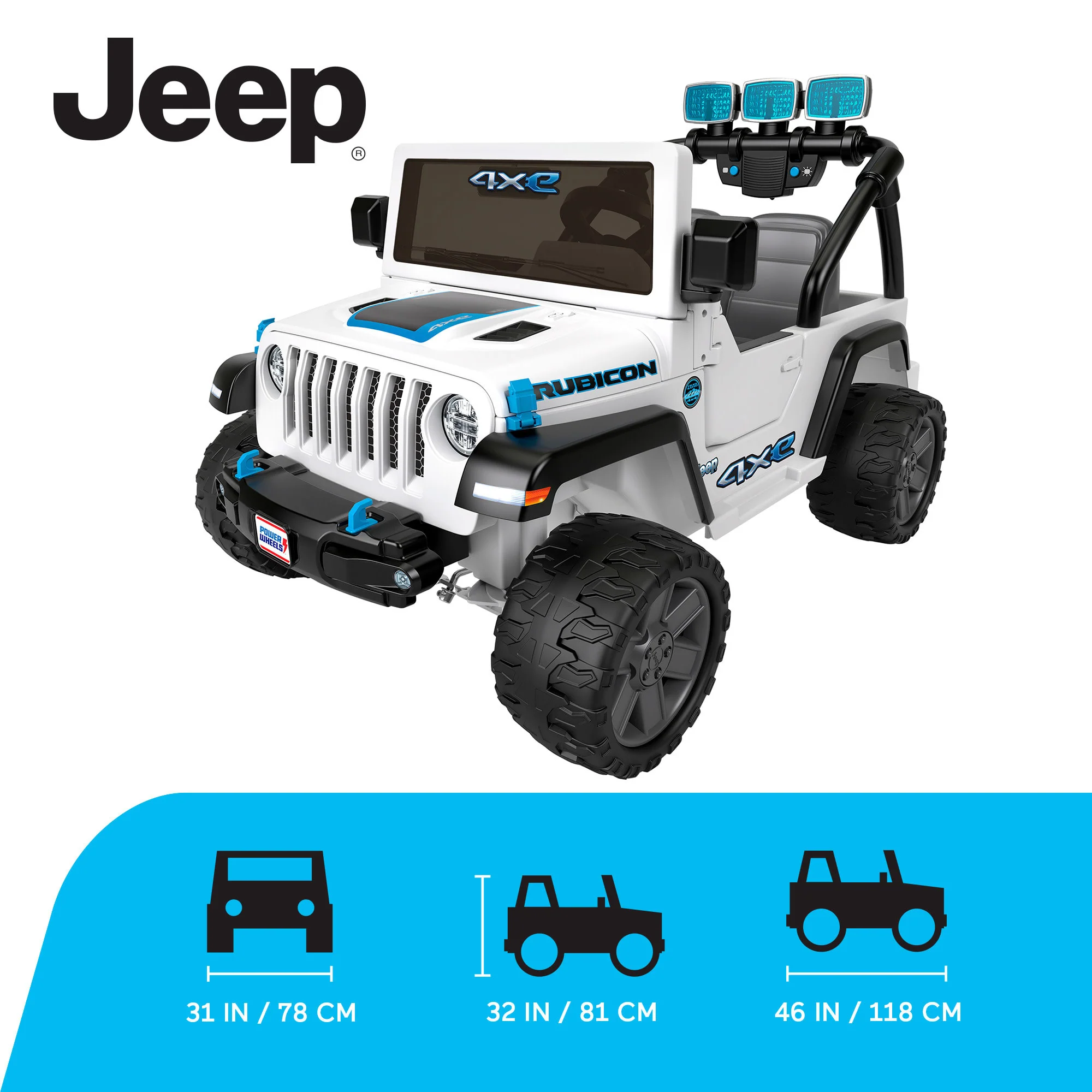 Power Wheels Jeep Wrangler 4Xe Ride-On Toy With Sounds And Lights, Preschool Toy