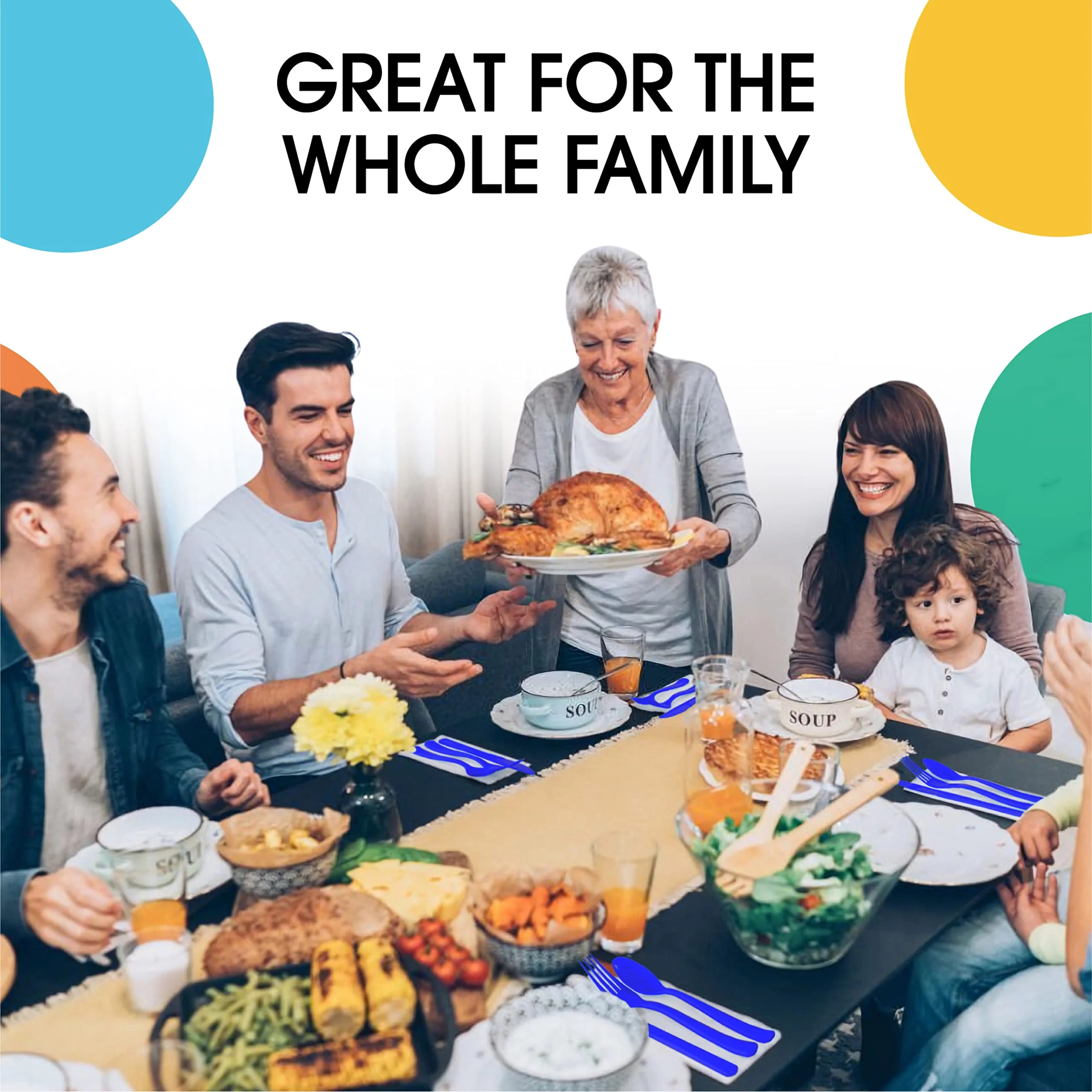 Dark Blue Cutlery Combo Set | 50 Forks 50 Spoons And 50 Knives