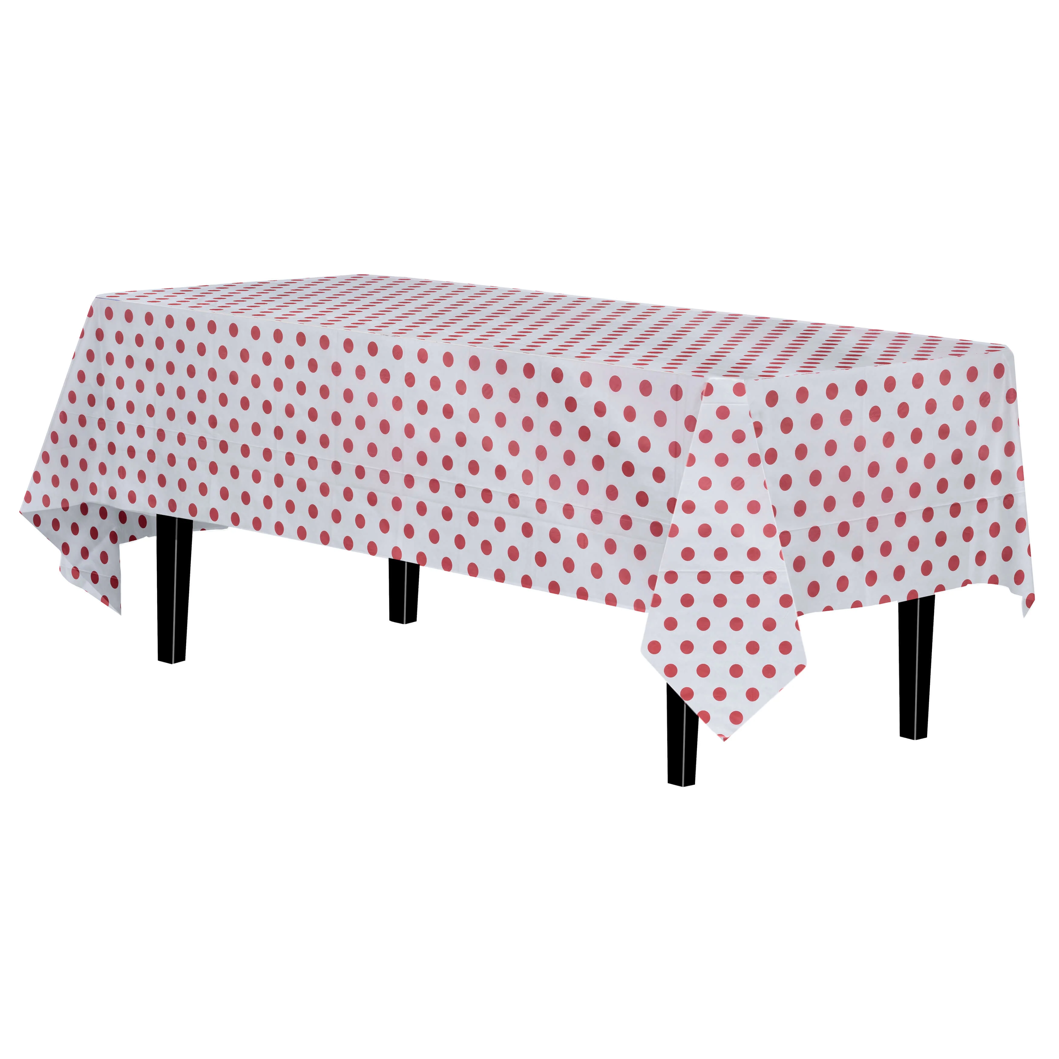 Red Polka Dot Plastic Table Cover
