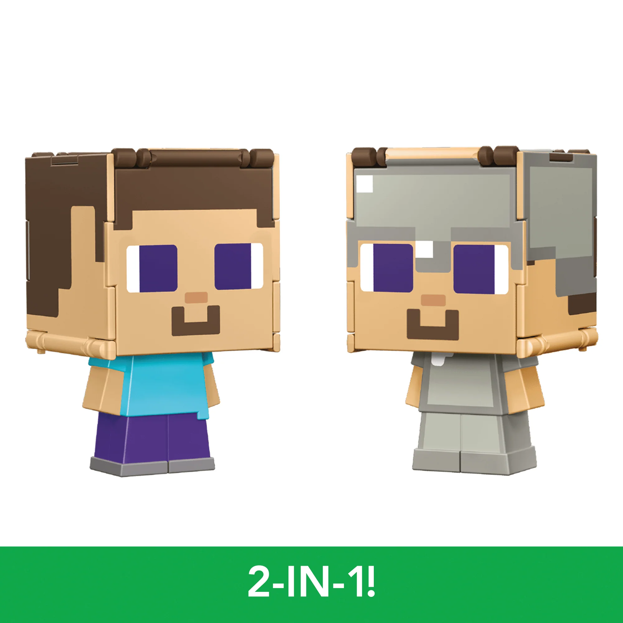 Minecraft Flippin�� Figs Figures Collection, 2-in-1 Fidget Play, 3.75-in Scale & Pixelated Design (Characters May Vary)