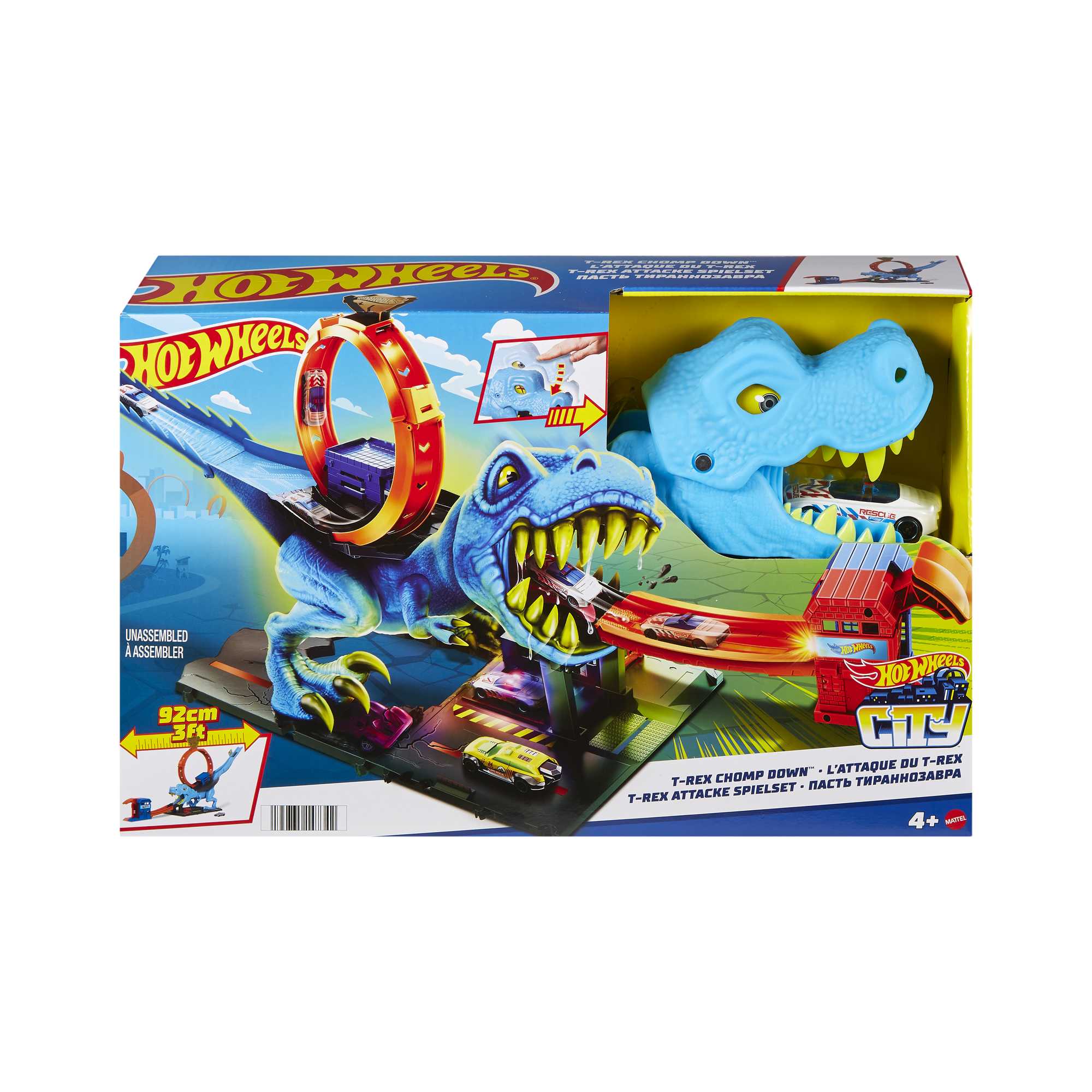 Hot Wheels City T-Rex Loop And Stunt Playset, Track Set With 1 Toy Car