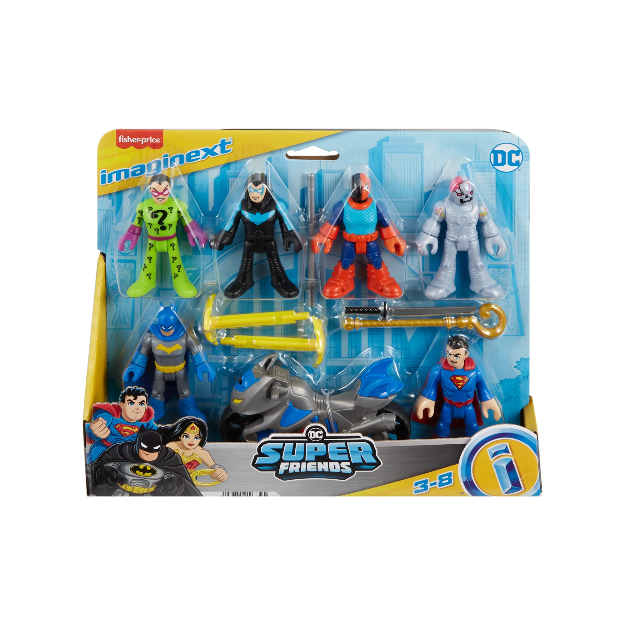 Imaginext DC Super Friends Deluxe Figure Pack Batman Toys For Preschool Kids, 9 Pieces