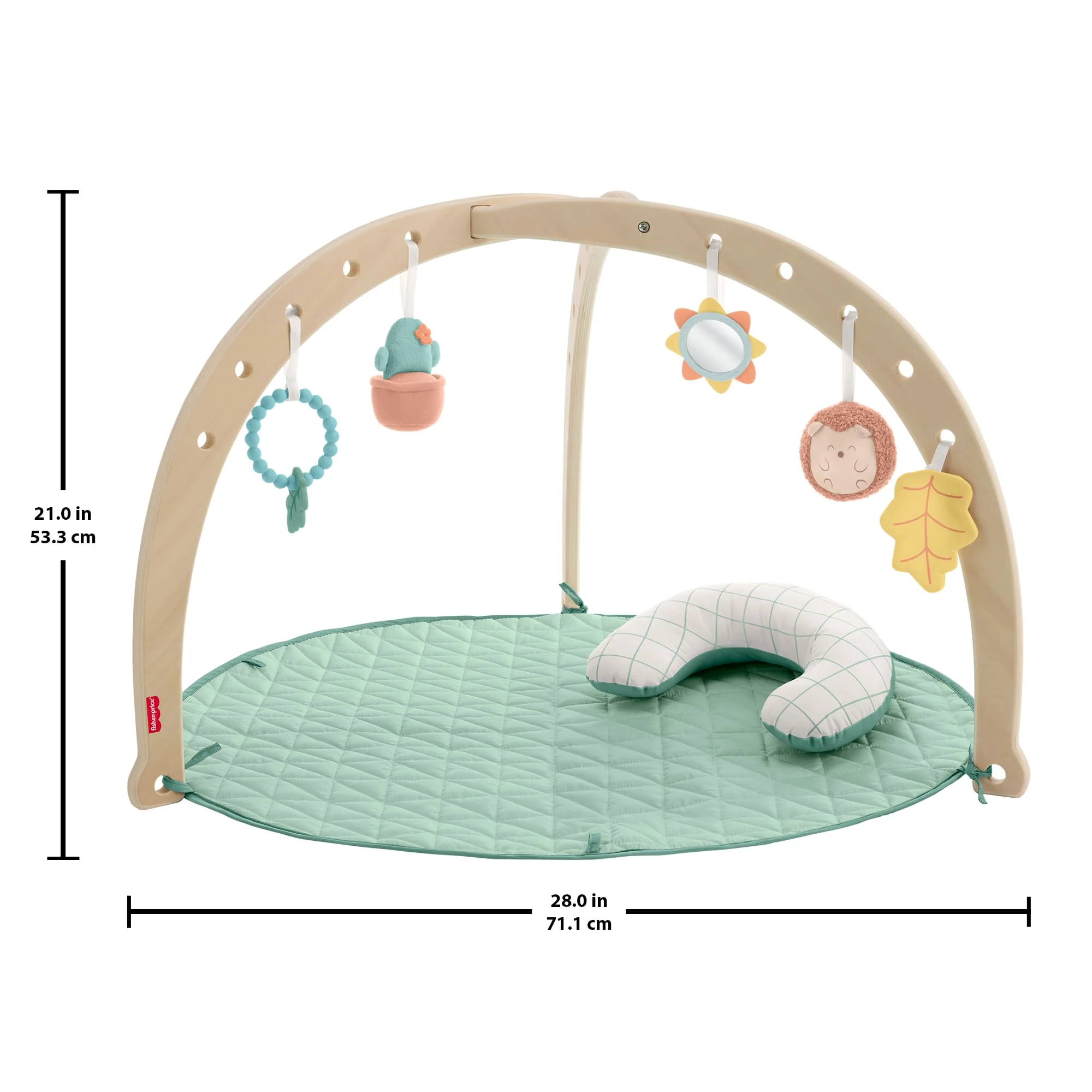 Fisher-Price Wood Baby Playmat Lay & Play Deluxe Activity Gym With Wooden Frame & Tummy Time Sensory Toys For Newborns 0+ Months