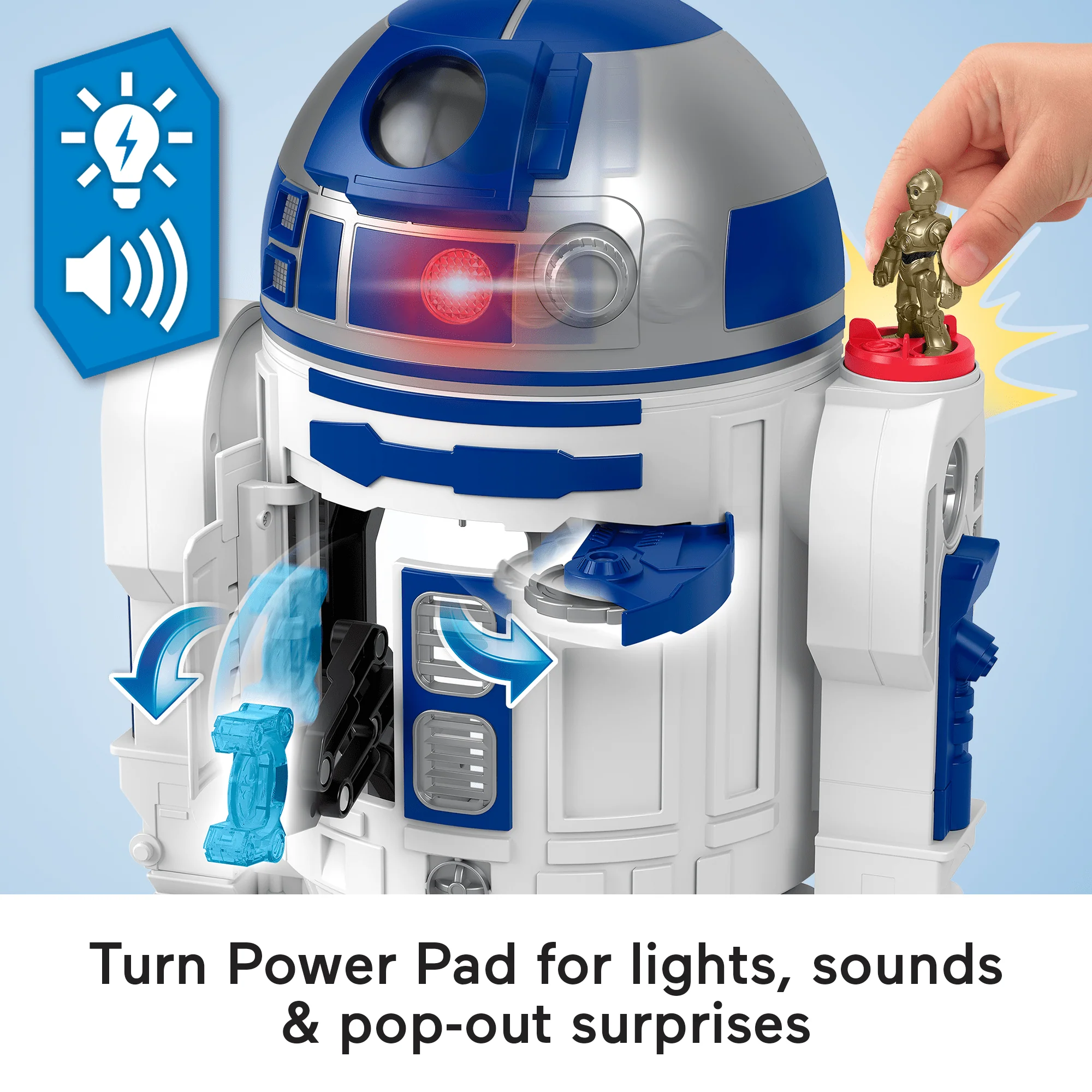 Imaginext Star Wars R2-D2 Toy With Lights Sounds & C-3Po Diecast Character Key For Kids