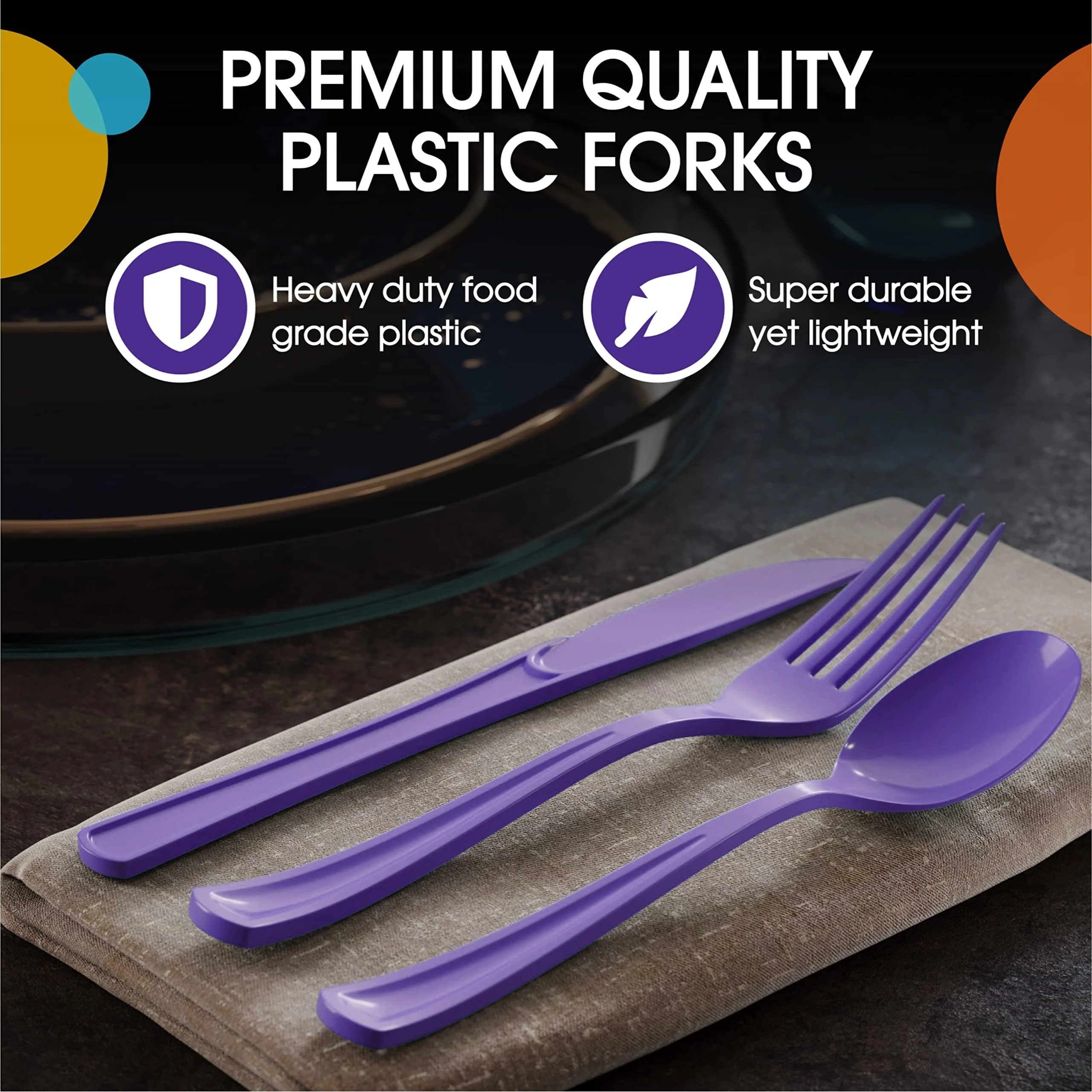 Heavy Duty Purple Plastic Forks | 50 Count
