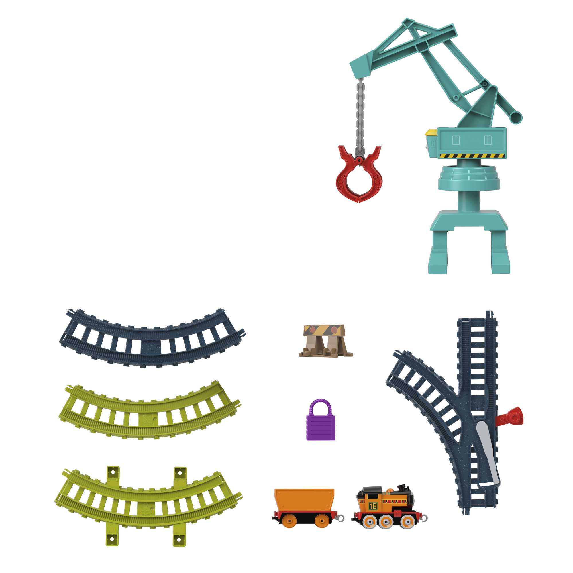 Thomas And Friends Nia And Tess Toy Train Set, Track Set With Diecast Engine & Crane, Lift & Load