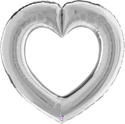Betallic Linking Heart Silver 32 inch Shaped Foil Balloon Packaged 1ct