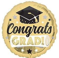 Anagram Congrats Grad Shiny Gold 17in Foil Balloon