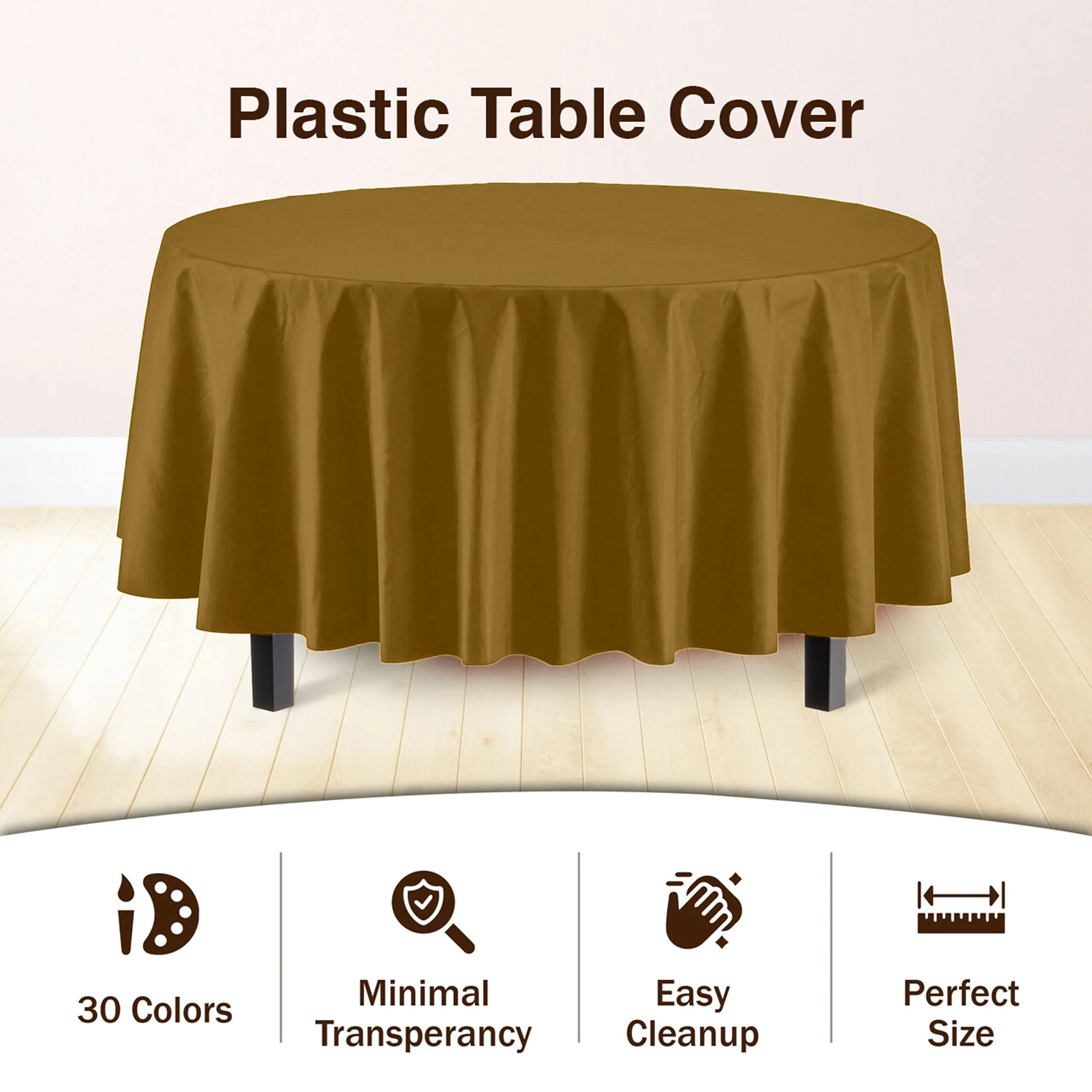 Gold Round Plastic Table Cover