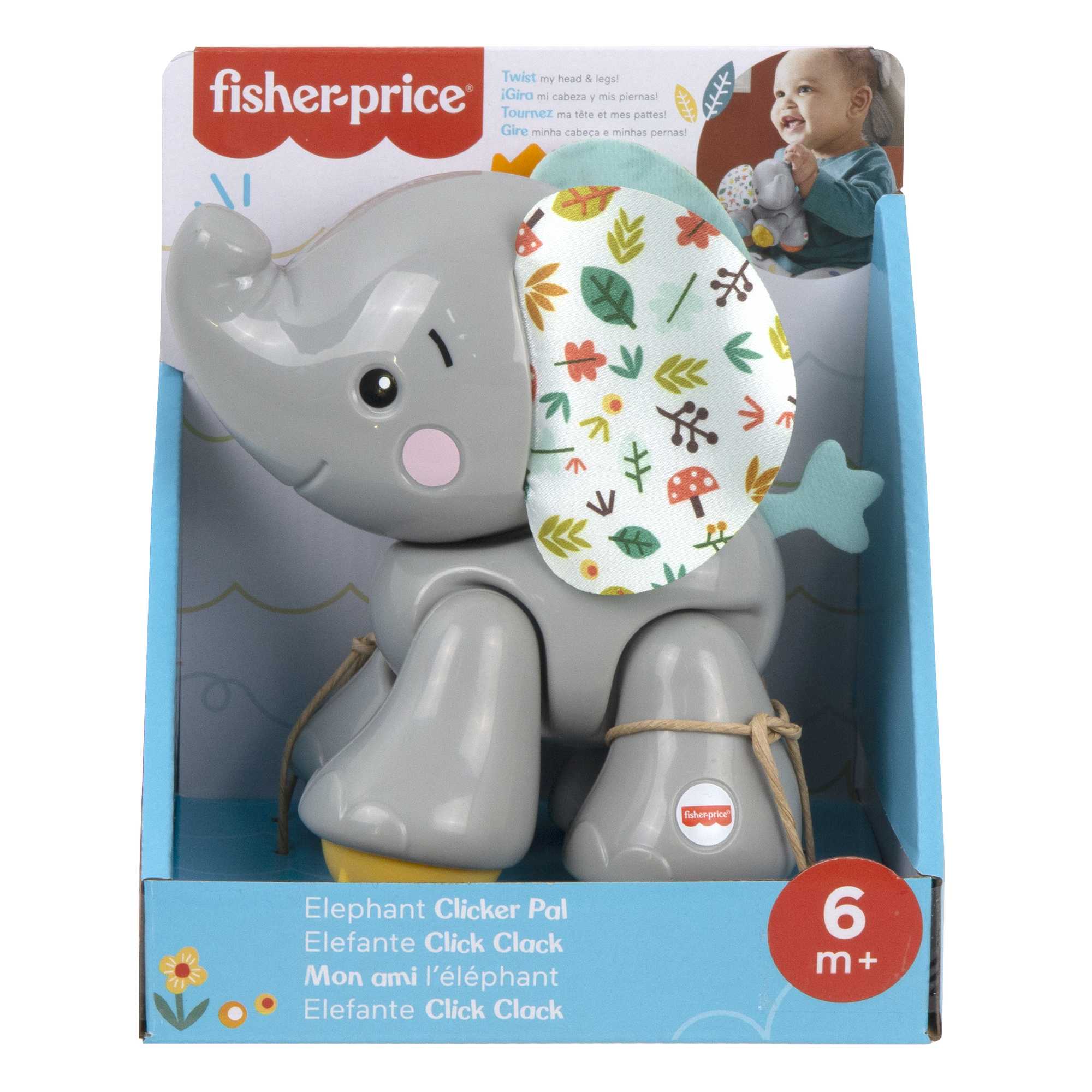 Fisher-Price Elephant Clicker Pal Infant Fine Motor Toy For Sensory Play Ages 6+ Months