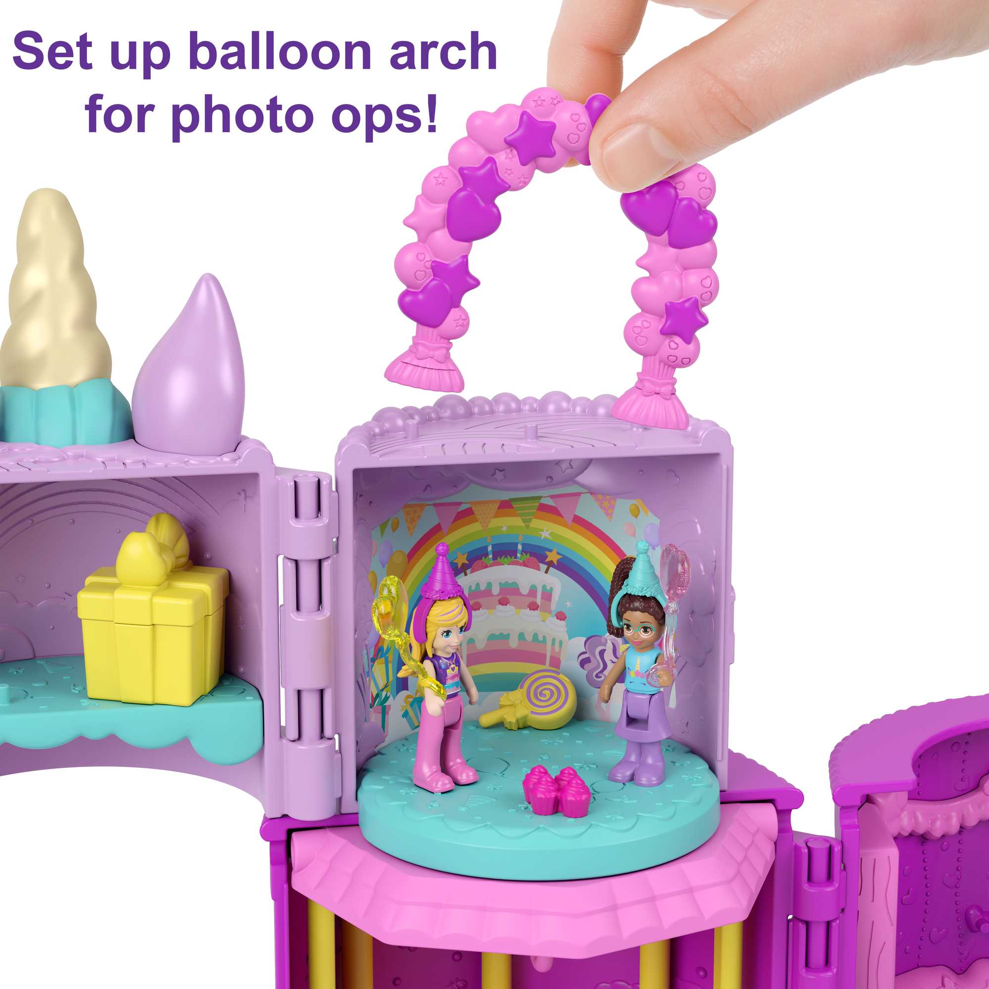 Polly Pocket Spin 'n Surprise Birthday, Unicorn theme, 25 Accessories