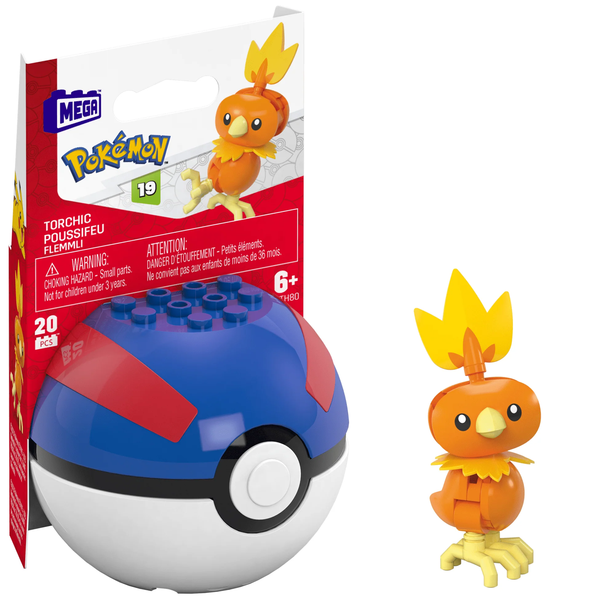 MEGA Pok��mon Torchic Building Toy Kit, Poseable Action Figure (20 Pieces) For Kids
