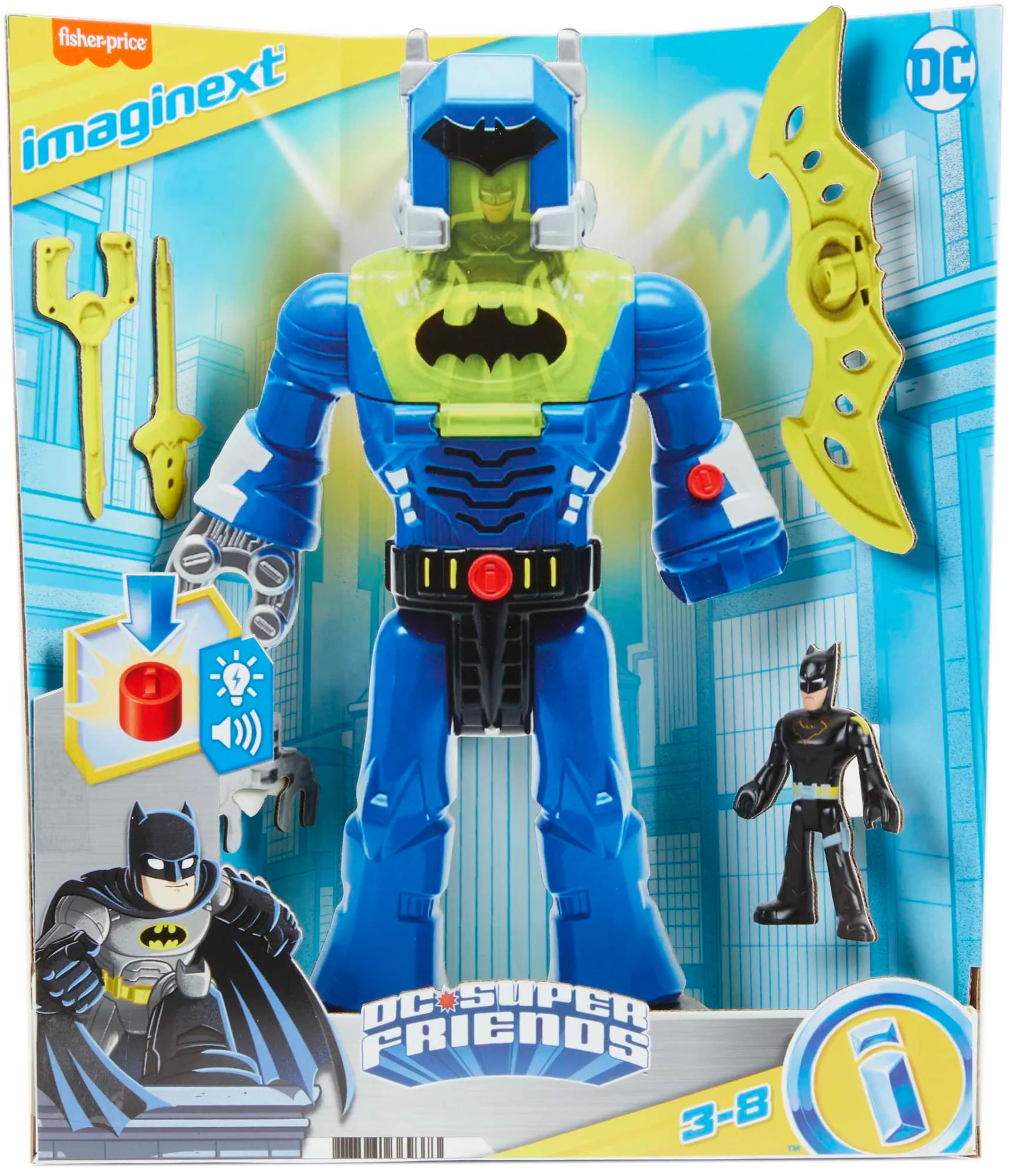 Imaginext DC Super Friends Batman Toys, Robot With Lights Sounds And insider Figure, Preschool Toys