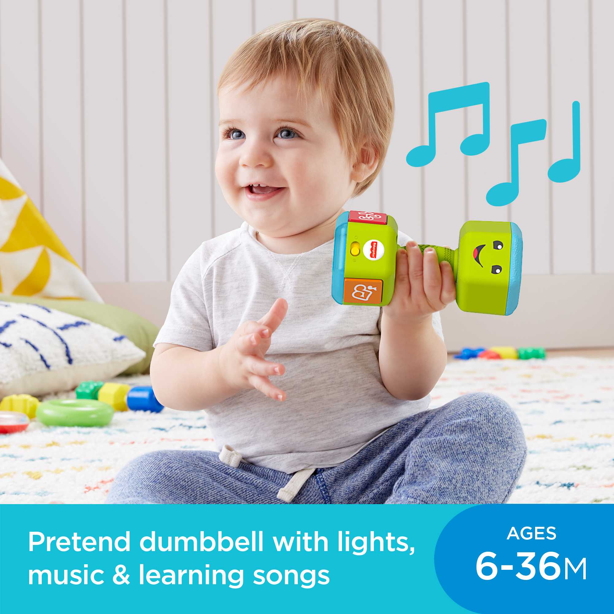 Fisher-Price Laugh & Learn Countin�� Reps Dumbbell Musical Rattle Toy For Infant & Toddler