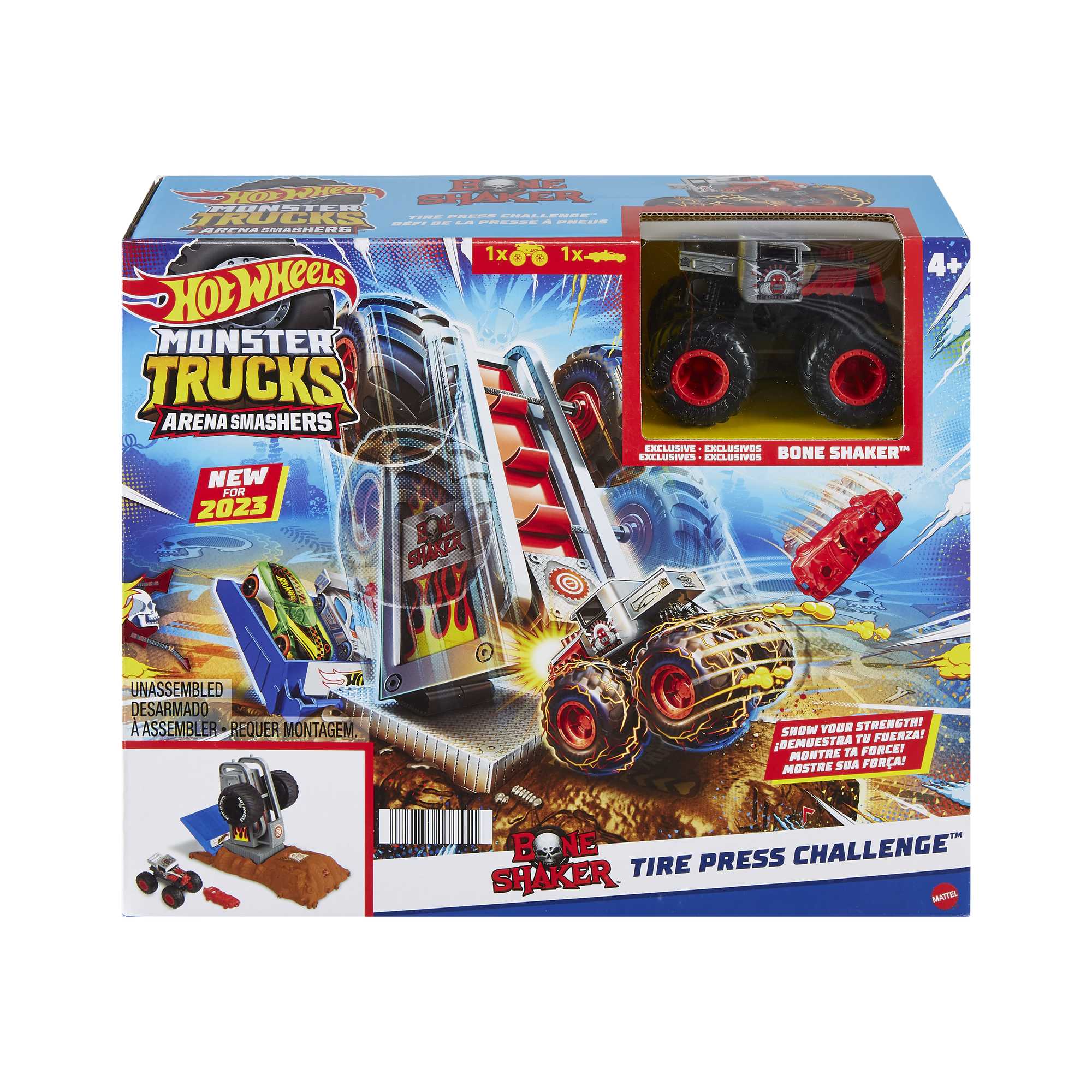 Hot Wheels Monster Trucks Pista de Brinquedo Arena de Demoli??o Desafio Bone Shaker para Iniciantes