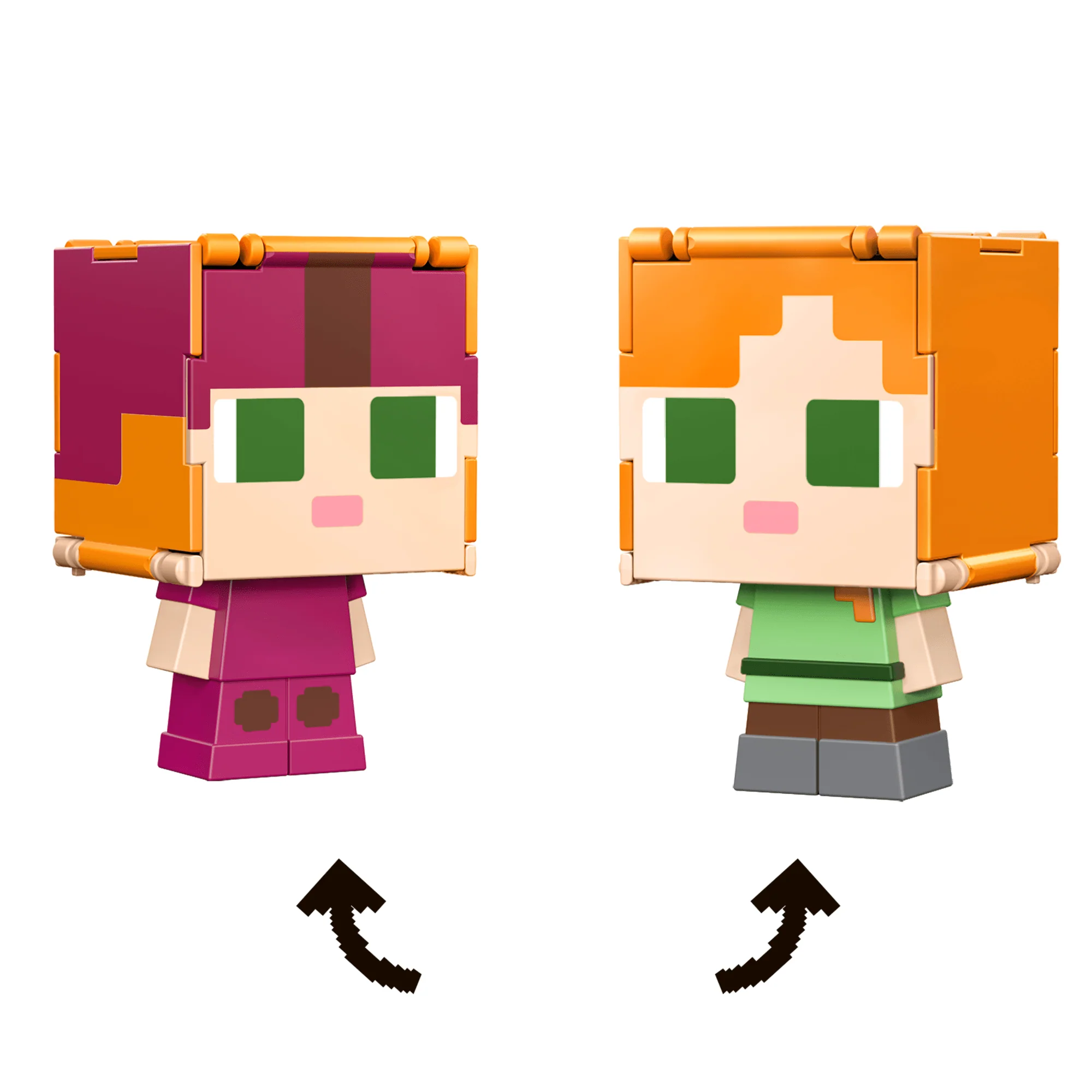 Minecraft Flippin�� Figs Alex & Axolotl Figures 2-Pack, 2-in-1 Fidget Play & Pixelated Design