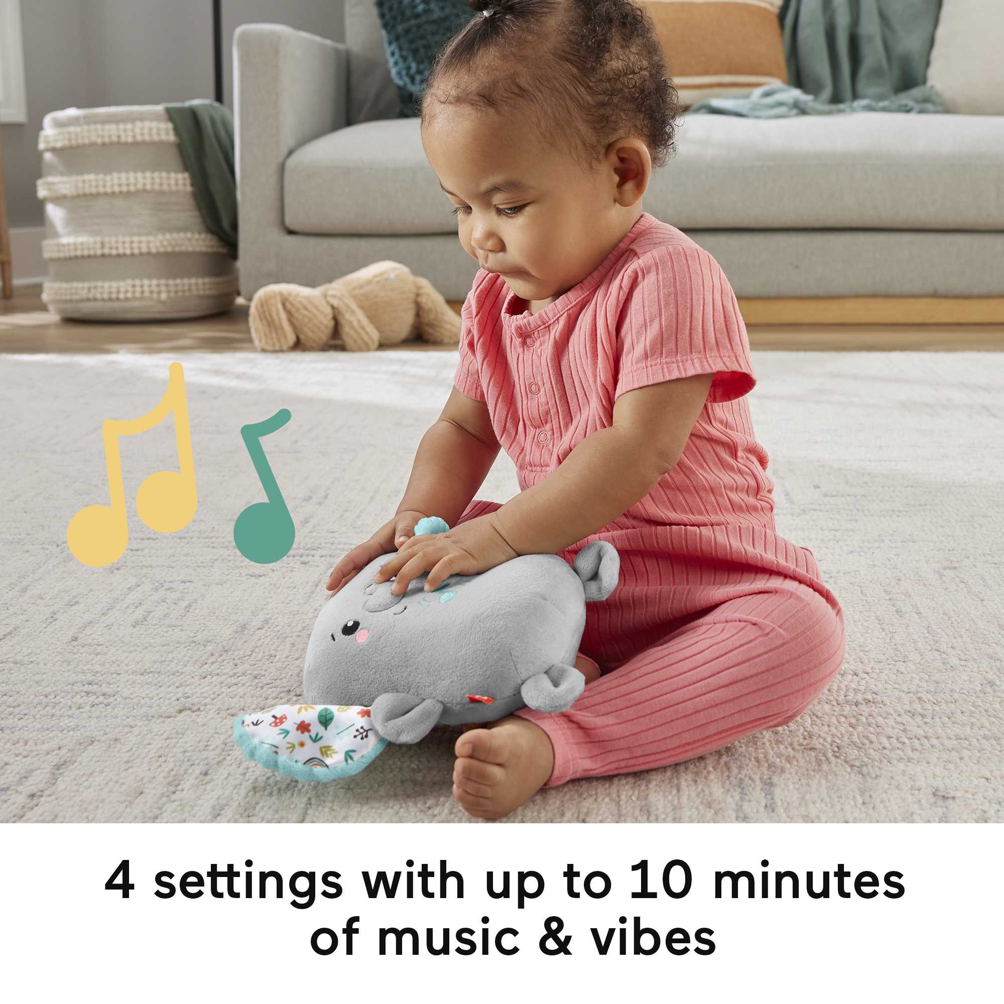 Fisher-Price Plush Elephant Baby Toy Sound Machine With Vibrations, Calming Vibes Soother