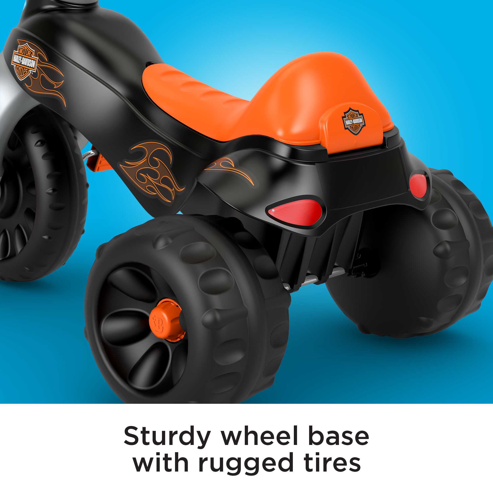 Fisher-Price Harley-Davidson Tricycle With Handlebar Grips, Multi-Terrain Tough Trike, Toddler Toy