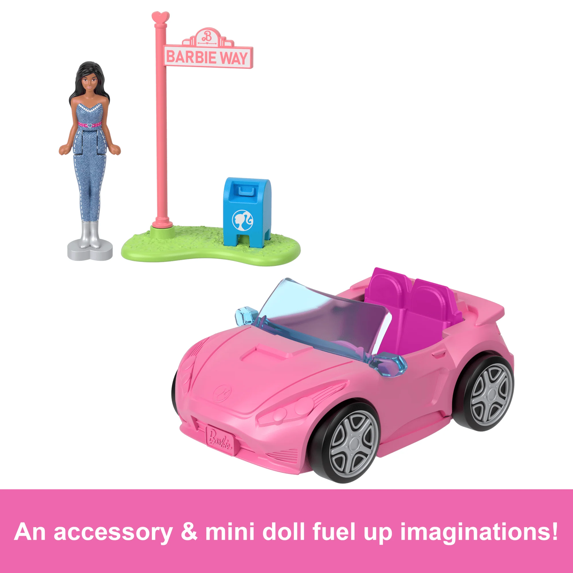 Barbie Mini Barbieland Doll & Vehicle Set With 1.5-inch Doll & Convertible Car With Color-Change